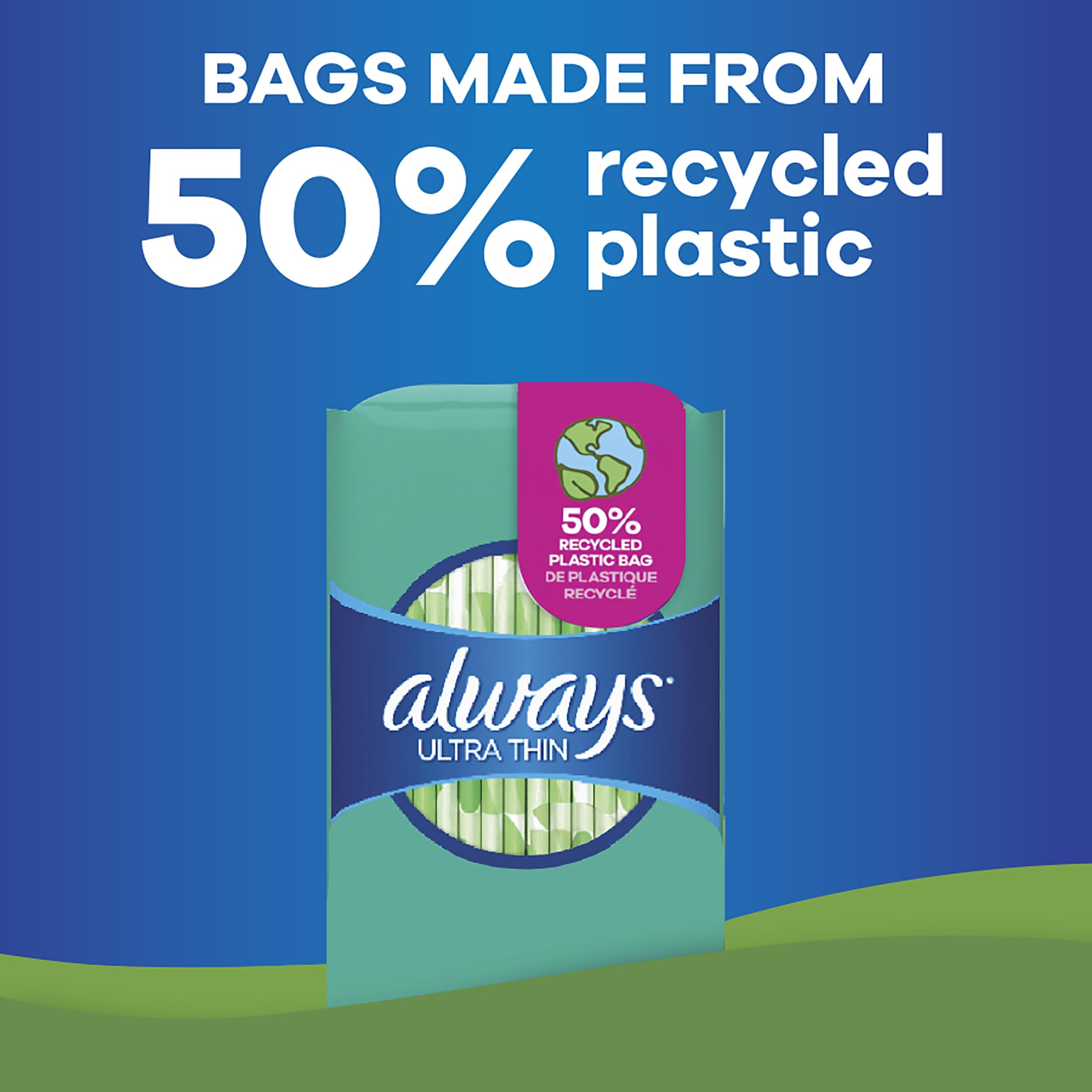 Always Ultra Thin Feminine Pads without Wings for Women, Size 2, Long Super Absorbency, Unscented, 40 Count x 3 Pack (120 Count total) (Packaging May Vary)