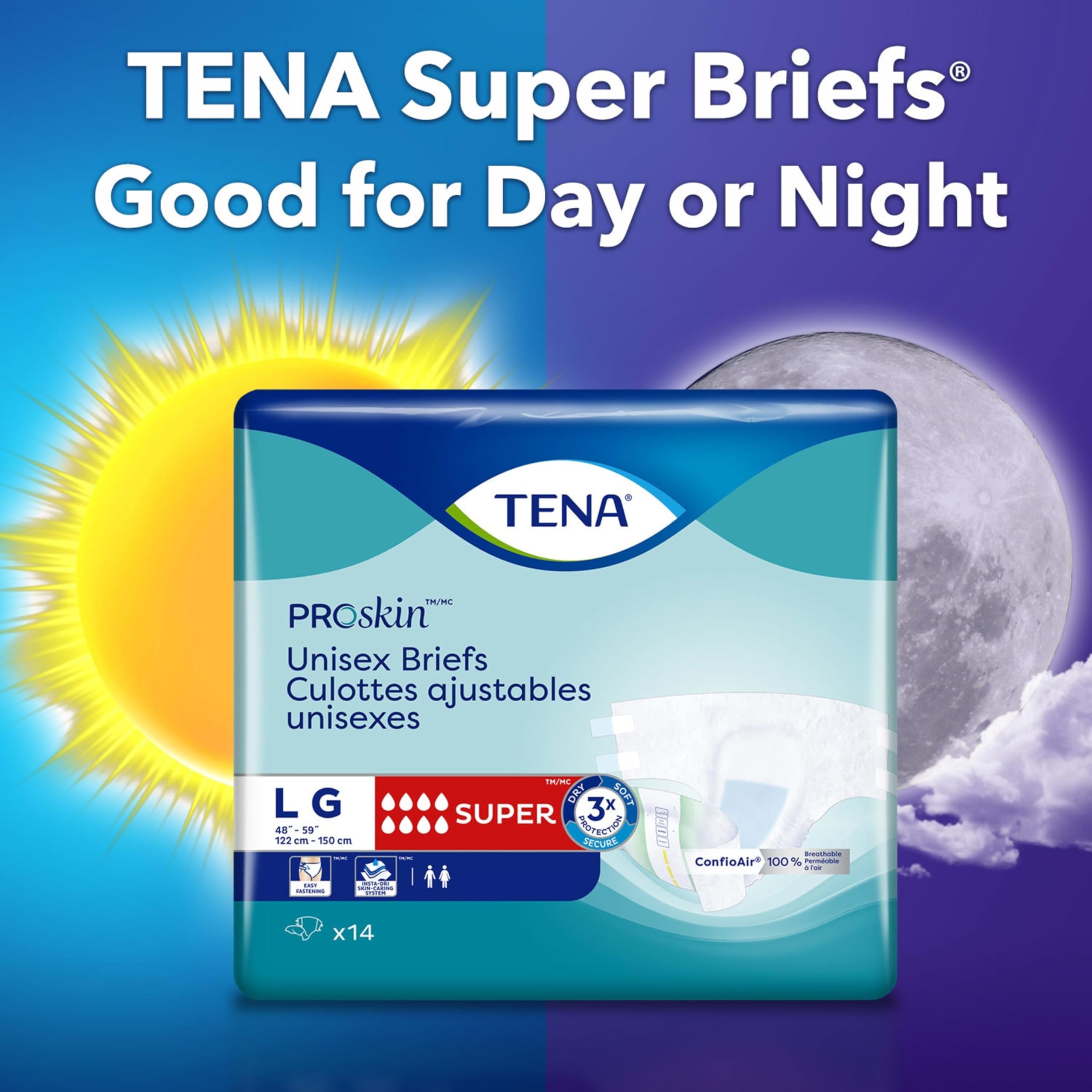 Tena ProSkin Unisex Adult Diapers with Tabs, Maximum Absorbency, X-Large, 48 ct