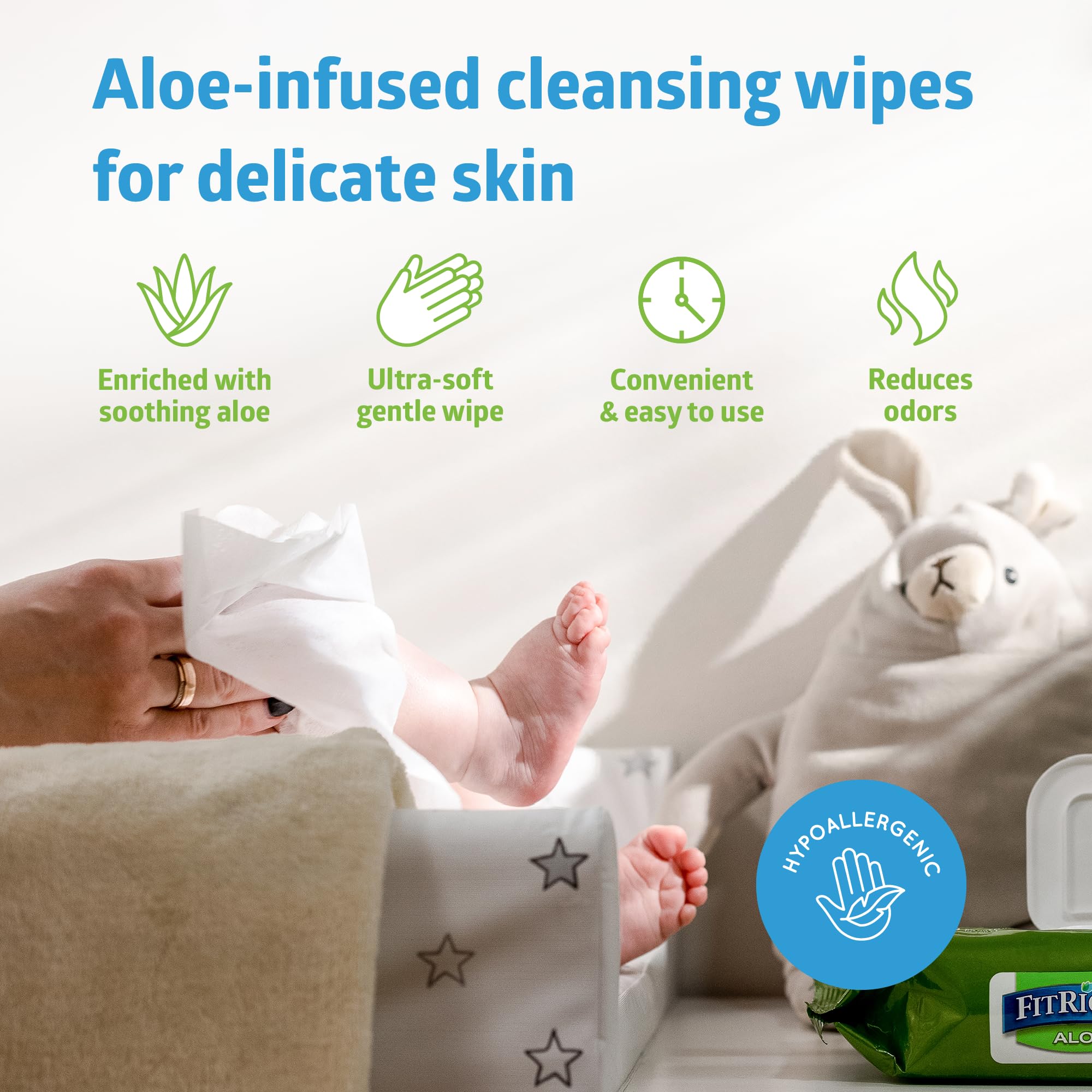 FitRight Aloe Fragrance-Free Quilted Wet Wipes, Soft Pack with Flip Top, 8 x 12 Inches, Pack of 48 Wipes