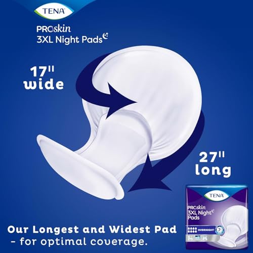 TENA ProSkin 3XL Overnight Incontinence Pads for Women and Men, 48 Count
