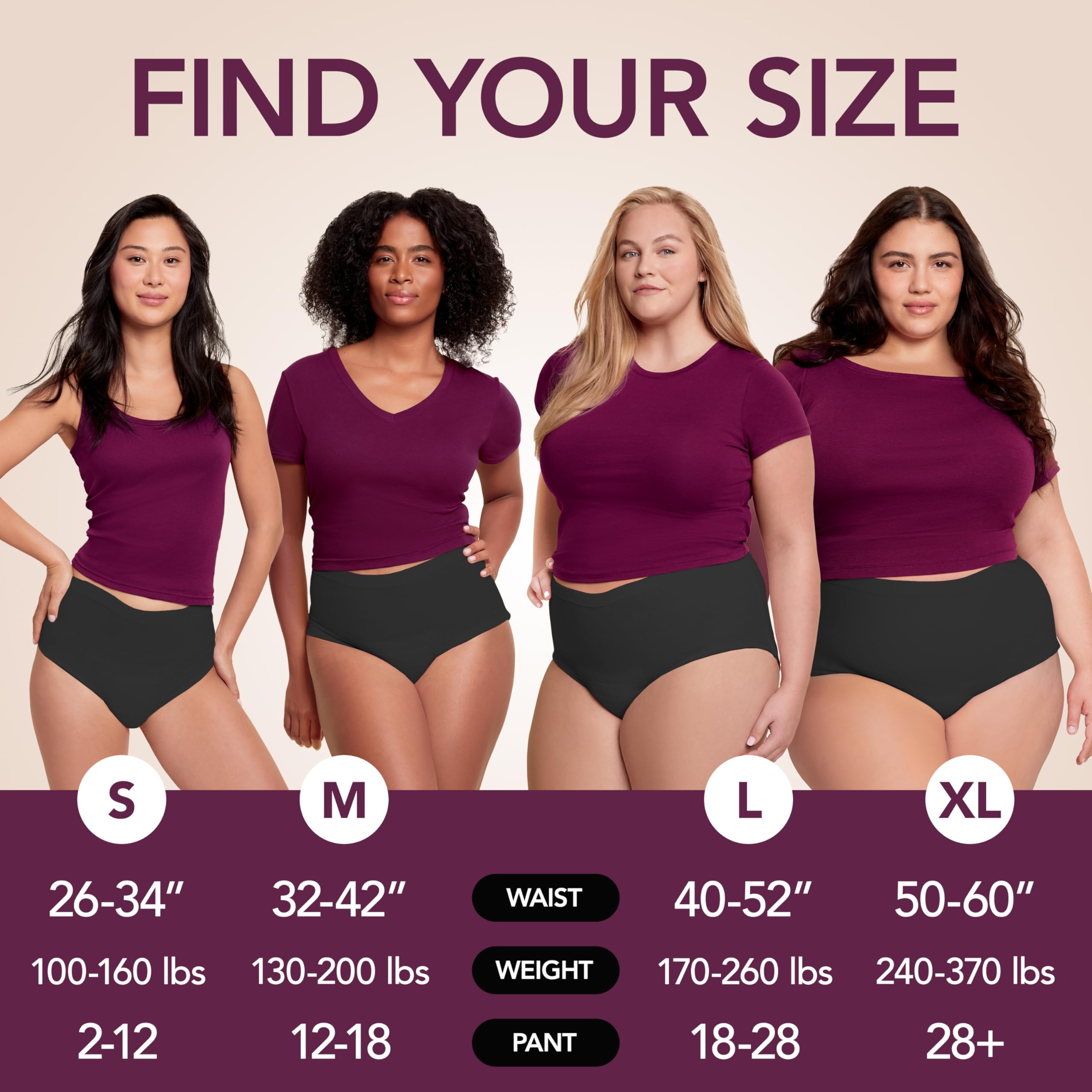 Depend Silhouette Adult Diapers, Incontinence & Postpartum Bladder Leak Underwear for Women, Maximum Absorbency, Medium, Black, 56 Count (2 Packs of 28), Packaging May Vary