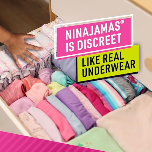 Ninjamas Girls Bedwetting Nighttime Underwear, Pampers Pull Ups Size L (64-95+ lbs), 68 Count, Overnight Underwear Kids, Ultra Absorbent, Hypoallergenic