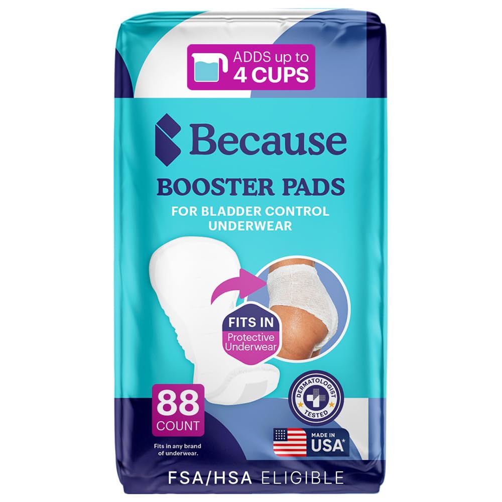 Because Overnight Booster Pads Fit All Adult Diapers, Helps Keep Your Adult Diaper Active All Night, Adds 4 Cups to Incontinence Underwear, Extra Absorbency, 88 Count