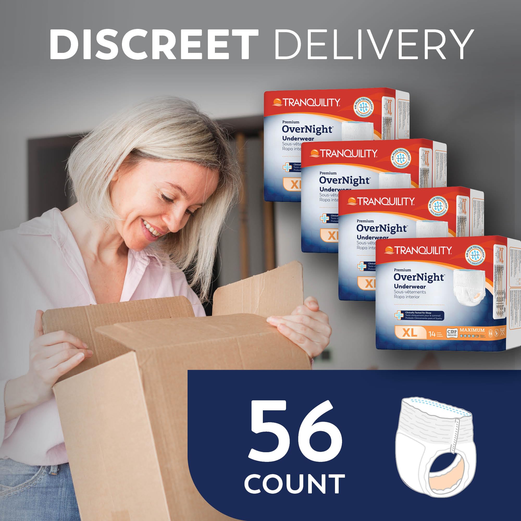 Tranquility Premium Overnight Disposable Absorbent Underwear (DAU) - XL - 56 ct