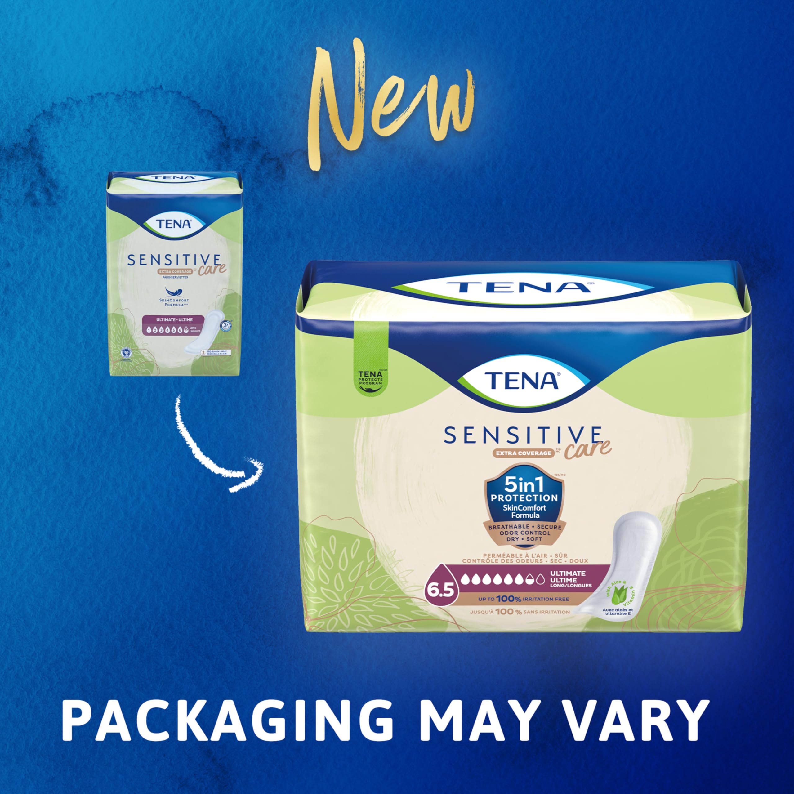 Tena Sensitive Care Incontinence Pads, Bladder Control & Postpartum for Women, Ultimate Absorbency, Long Length - 156 Count