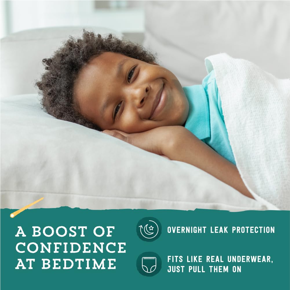 Amazon Brand - Mama Bear Boy's Nighttime Underwear for Bedwetting, Overnight Protection, Hypoallergenic, Size S/M (38-65 lbs), 44 Count, White