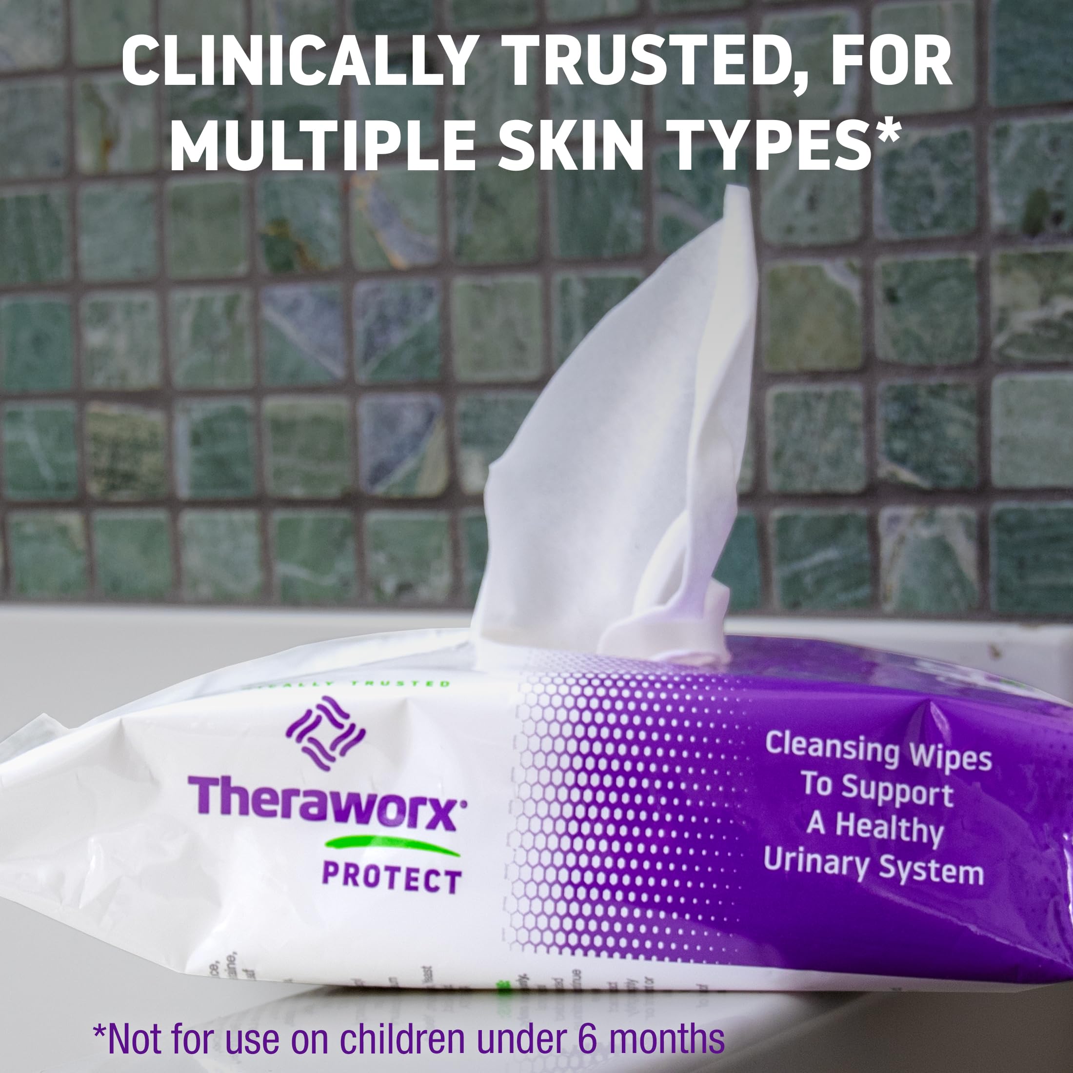 Theraworx Protect 60-Count Cleansing Wipes To Help Support A Healthy Urinary System