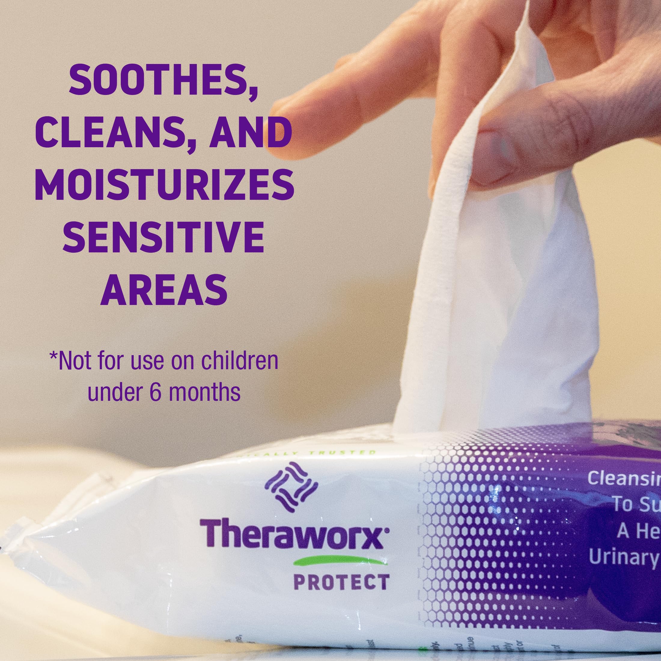 Theraworx Protect 60-Count Cleansing Wipes To Help Support A Healthy Urinary System