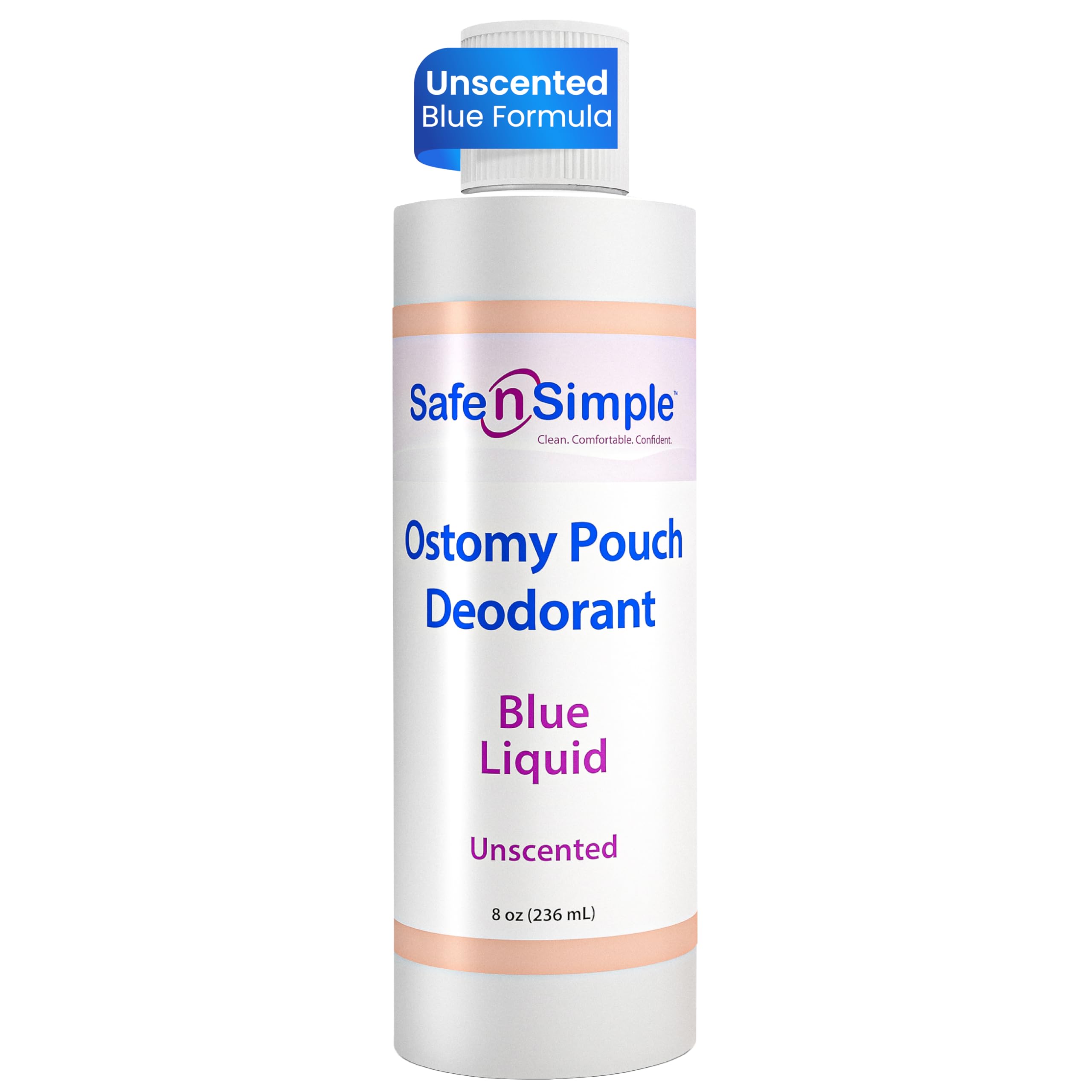 Safe n' Simple Ostomy Deodorant Classic Blue - Odor Eliminator Ostomy - Ostomy Pouch Deodorant - Colostomy Bag Odor Eliminator - Colostomy Bag Deodorizer - 8 Fluid Ounce Drops - Ostomy Accessories