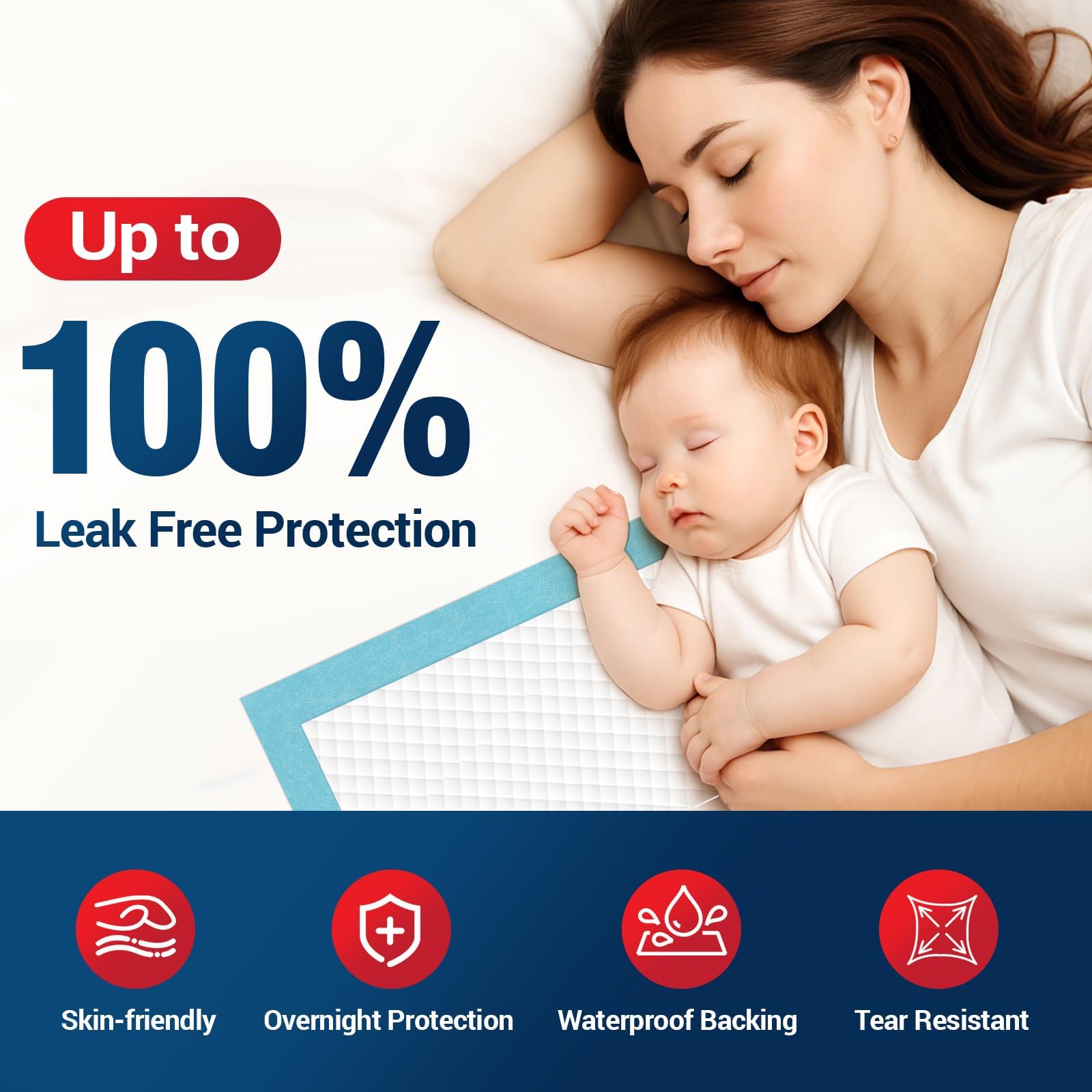 BIGGMED Tear-Resistant Disposable Bed Pads 30" x 36", 100 Count Absorbent Underpads, Chux Thicker Extra Large Incontinence Bed Pads, Pee Pads for Adults, Kids, Elderly, Pets