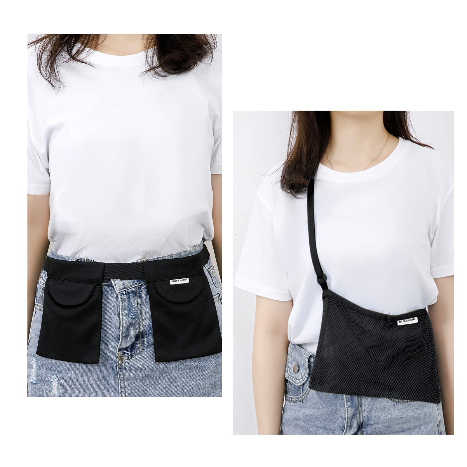 SUCONBE Adjustable Mastectomy Drain Holder Drainage Pouch with Shower Bag for Breast Surgery Mastectomy Breast Reduction Augmentation Post-Surgery Recovery Support Patient Care Kit (Black)