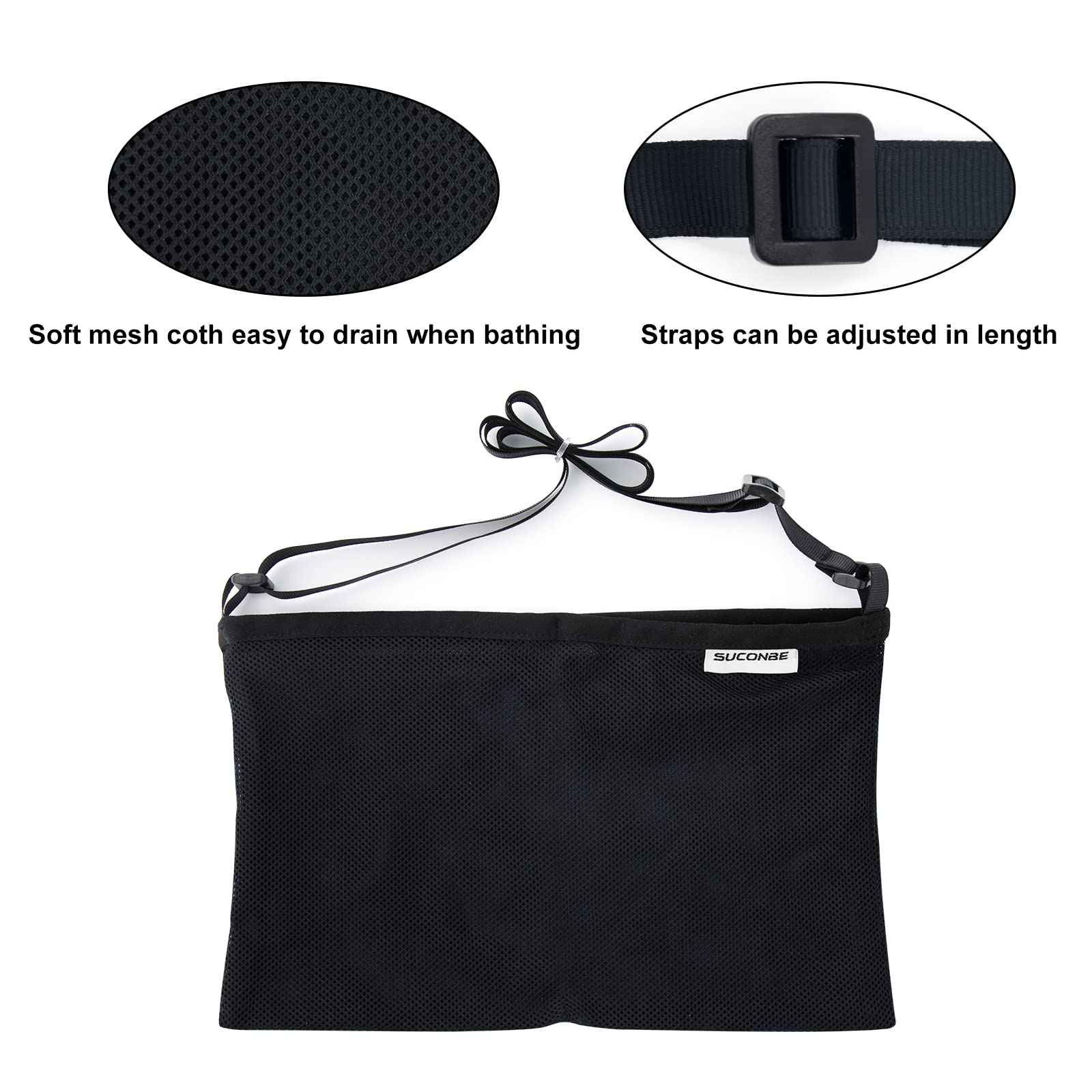 SUCONBE Adjustable Mastectomy Drain Holder Drainage Pouch with Shower Bag for Breast Surgery Mastectomy Breast Reduction Augmentation Post-Surgery Recovery Support Patient Care Kit (Black)