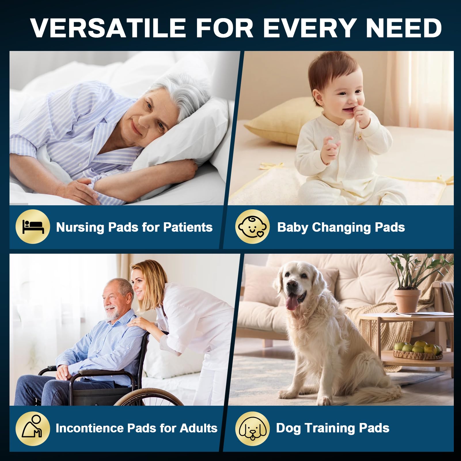 AAY Disposable Bed Pads 36" x 36" (50 Count), Extra Large Disposable Chucks Underpads for Incontinence, Super Absorbency 3XL Premium Leakproof Protective Pee Pads for Adult, Kids, Pet, Puppy Training