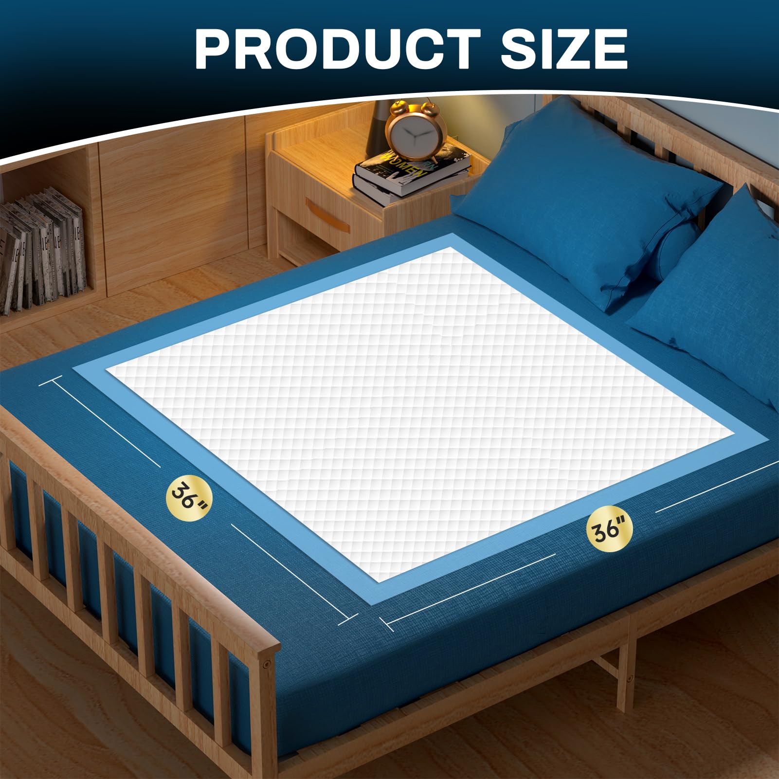 AAY Disposable Bed Pads 36" x 36" (50 Count), Extra Large Disposable Chucks Underpads for Incontinence, Super Absorbency 3XL Premium Leakproof Protective Pee Pads for Adult, Kids, Pet, Puppy Training