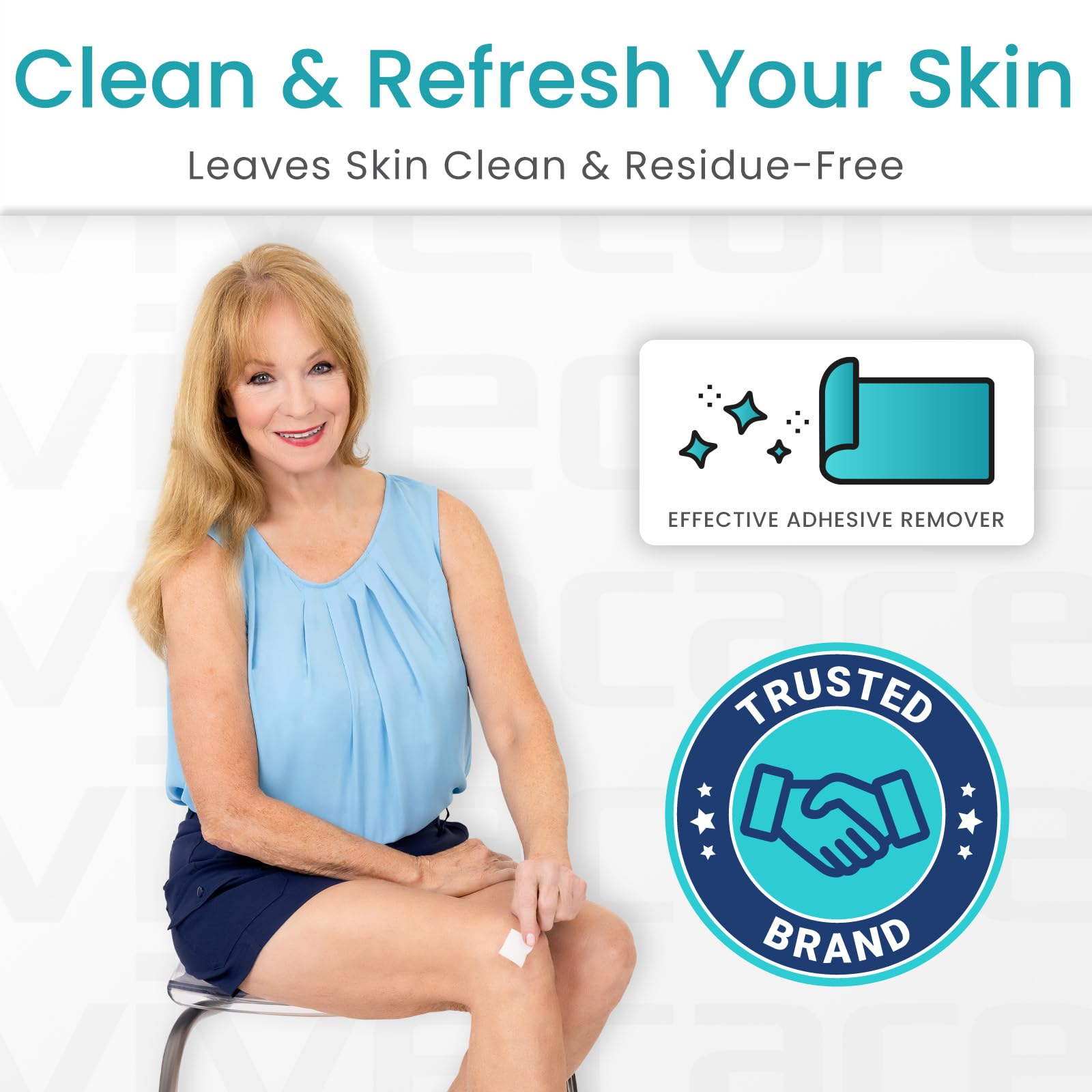 ViveCare Medical Adhesive Remover Wipes for Skin (50 Pack) - No Sting Adhesive Remover Pads - Ostomy & Stoma Adhesive Removal Wipes & Cleaner - Adhesive Barrier