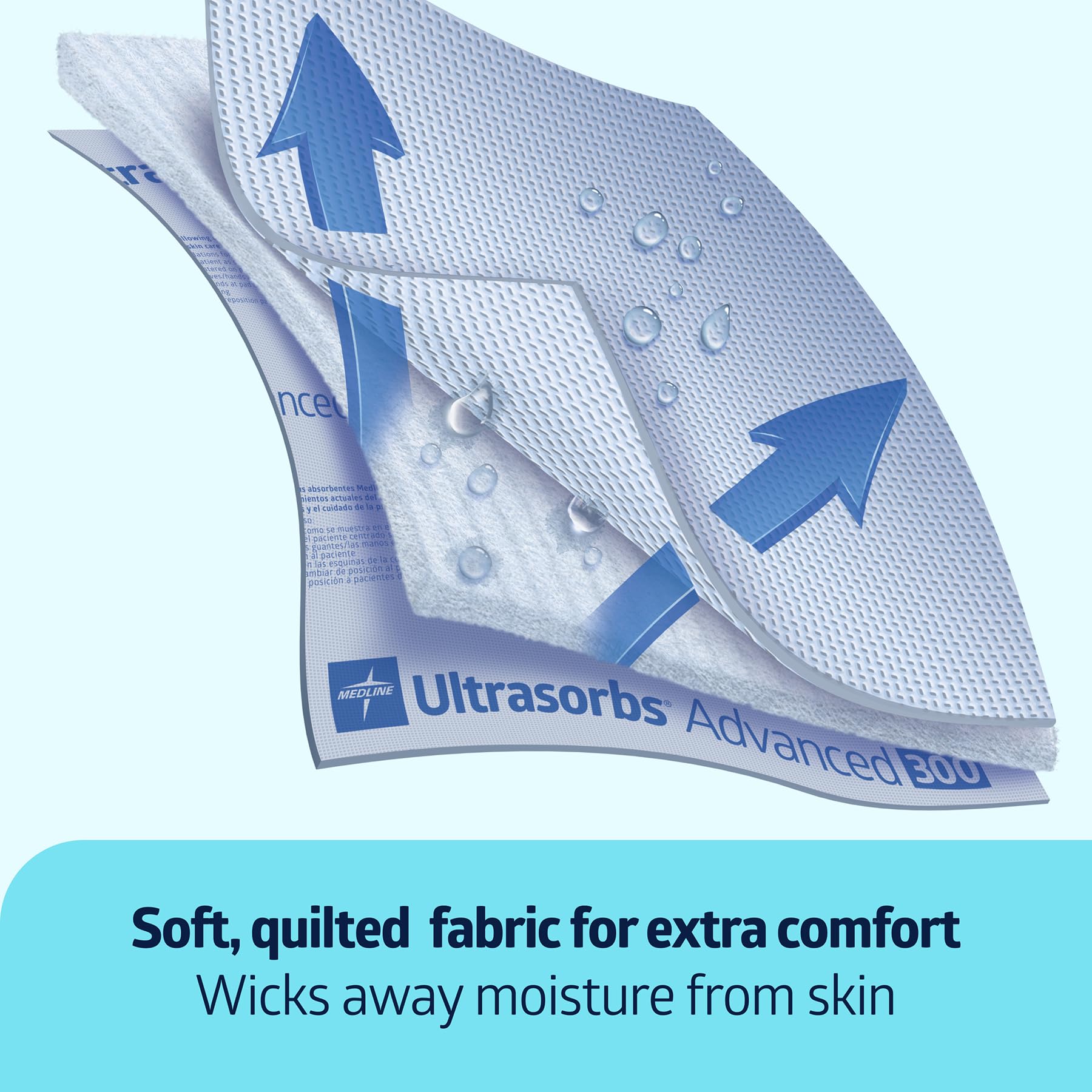 Medline Advanced Ultrasorbs Drypads, 30" x 36", 70 Count, Large Disposable Bed Pads, Incontinence Bed Pads, Super Absorbent Chucks For Adults, Elderly, 300 lb Weight Capacity