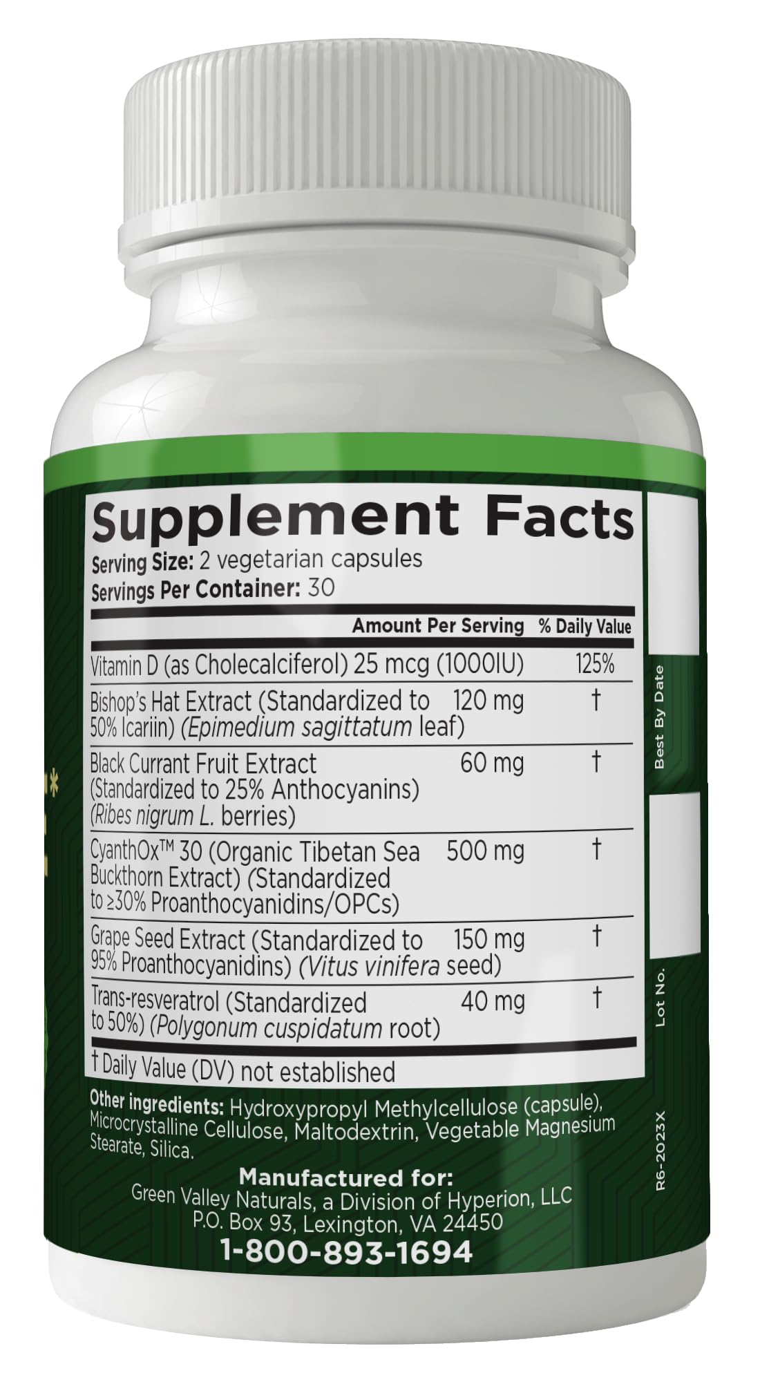 GREEN VALLEY NATURALS Stem Cell Restore | Cellular Rejuvenation Matrix with CYANTHOX™30, Black Currant, Red Grape, Resveratrol & Vitamin D Green Valley Ultra Health Support | 60 Capsules