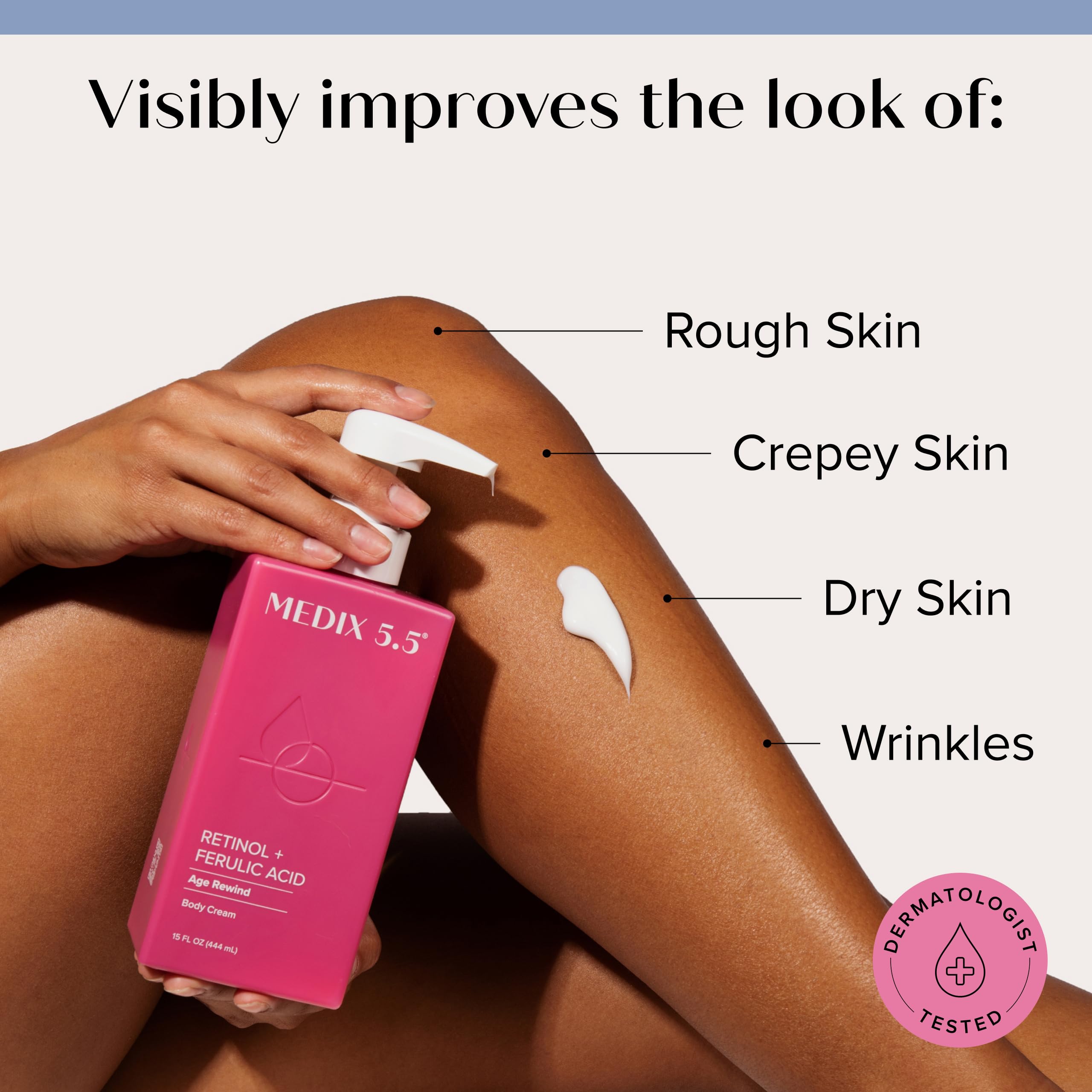 Medix 5.5 Retinol Body Lotion Firming Moisturizer | Crepey Skincare Treatment | Retinol Body Cream | Anti Aging Firming Cream For Women Targets Look Of Crepe Skin, Wrinkles, & Sagging Skin, 15 Fl Oz