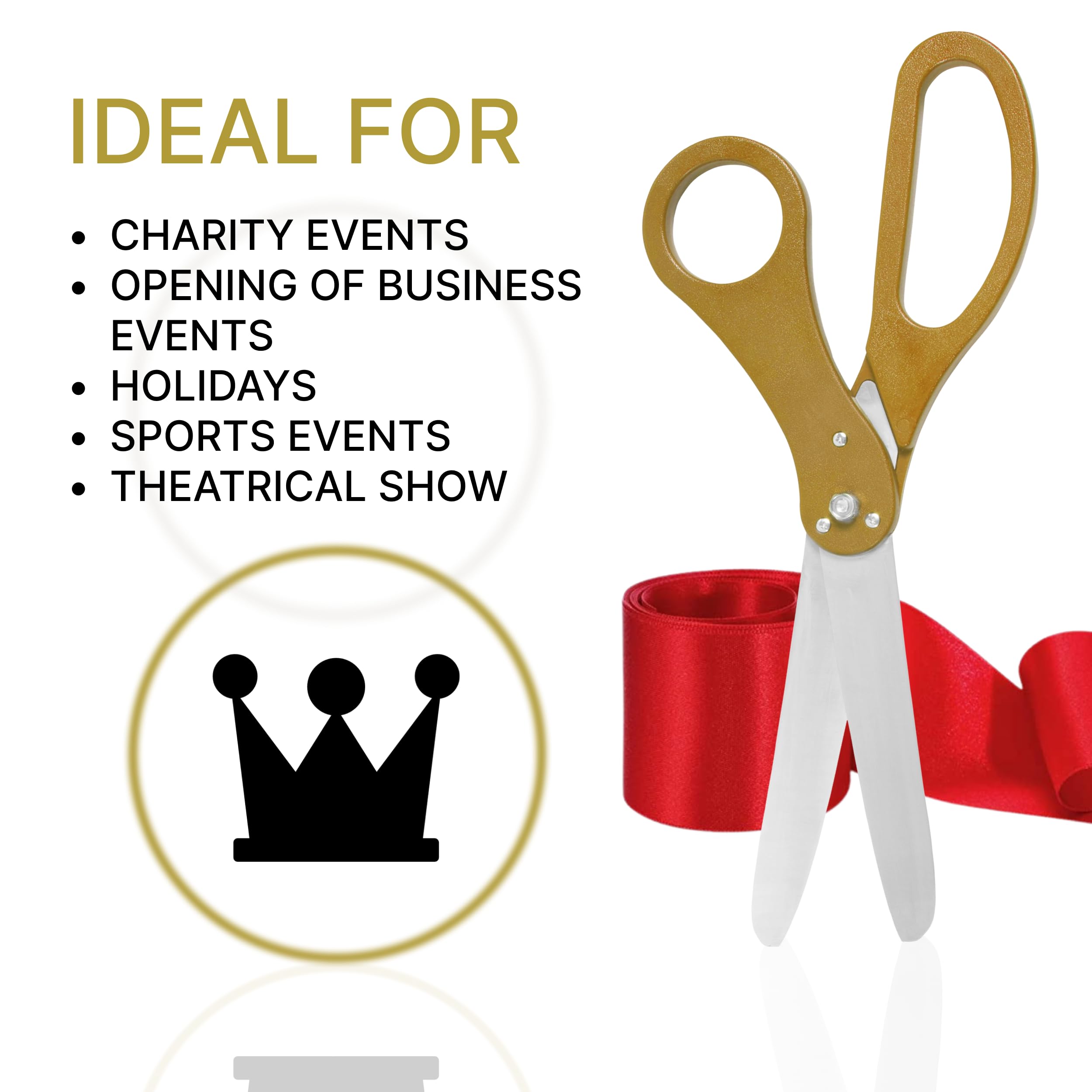 Grand Opening Ceremony Kit– 20 Inch Giant Scissors Gold with Red Ribbon for Inaugurations and Ceremonies Large Ceremonial Scissors for Ribbon Cutting Grand Opening Ribbon and Scissor for Special Event