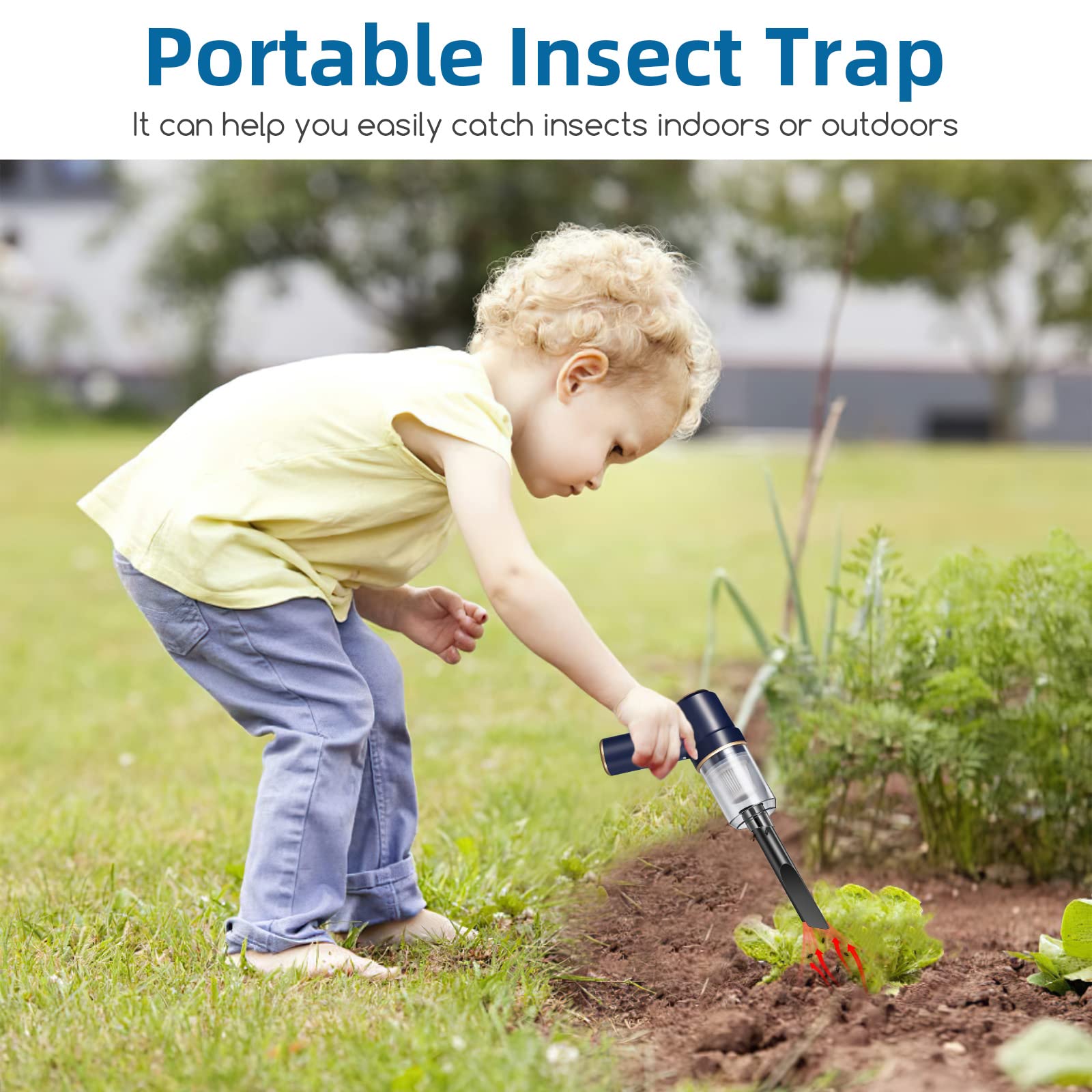 Bug Vacuum Catcher,Cordless Handheld Vacuum Cleaner Rechargeable Bug Catcher Strong Suction with Multifunctional Suction Nozzle for Home Office Insect Stink Bug Moth Spider and Car Cleaning Blue