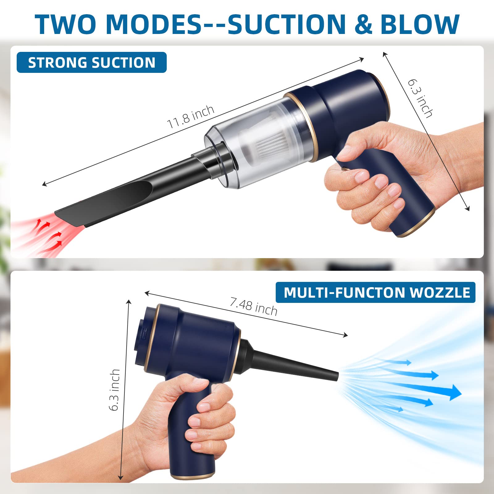 Bug Vacuum Catcher,Cordless Handheld Vacuum Cleaner Rechargeable Bug Catcher Strong Suction with Multifunctional Suction Nozzle for Home Office Insect Stink Bug Moth Spider and Car Cleaning Blue