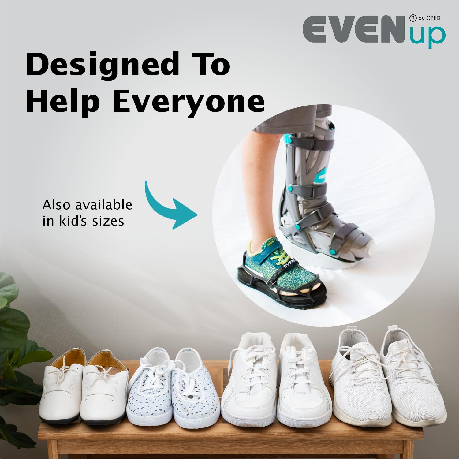 EVENup - Shoe Lift for Walking Boot I Adult Size Medium I Shoe Balancer for Use with Fracture Boots or Leg Length Discrepancy I 3 Adjustable Heights for Gait Improvement I Shoe Leveler, Shoe Riser