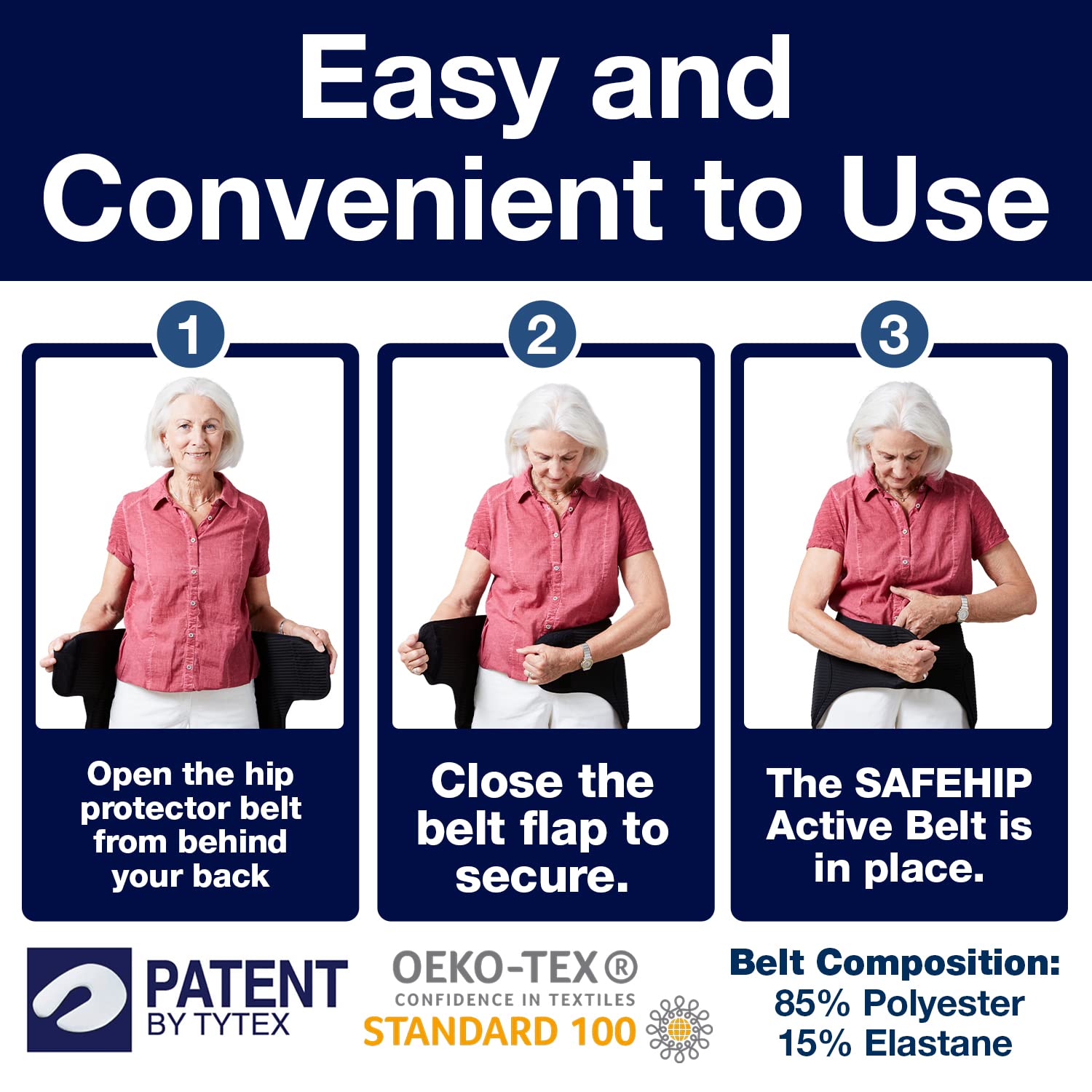 SAFEHIP Active Hip Protector Belt Fall Fracture Injury Prevention Hip Pads for Elderly Seniors, Comfortable and Breathable for Men and Women, Small 34-38 inches by TYTEX