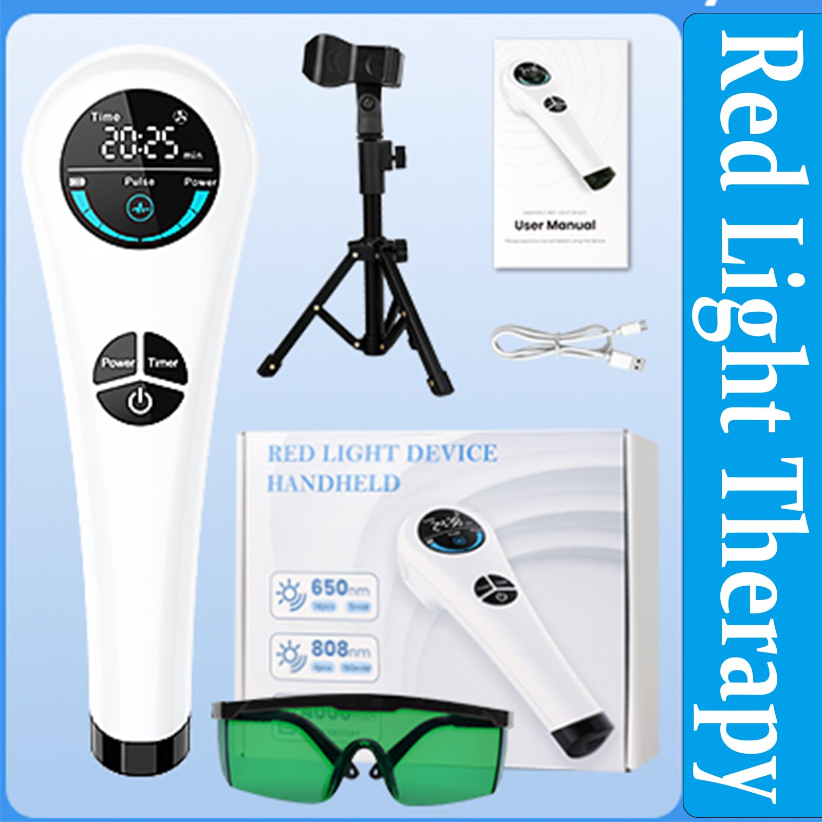 Cold Laser Therapy Device for Humans & Dogs, 4 x 808nm and14 x 650nm, Handheld Red Light and Near Infrared Light Therapy Devices with Stand, Red Light Therapy Wand for Pain Relief Joint, Muscle Pain