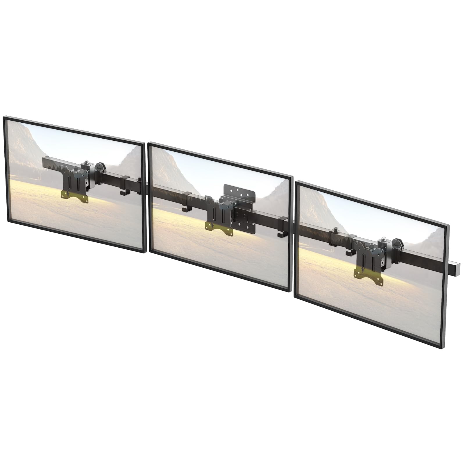 Triple Monitor Wall-Mount for 17"-32" Screens - Adjustable Heavy Duty Three Wall Monitor Mount with Cable Management, Space-saving,Tilt, Swivel, Rotation, VESA 75/100 mm, Max 15.4lbs per Screen, Black