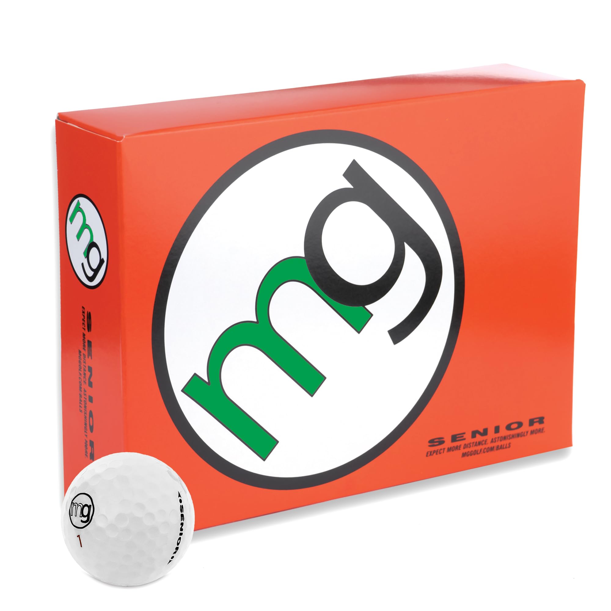 MG Golf Balls Senior Longest with Speed, Distance, & Maximum Enjoyment (1-Dozen) Choose from Classic White or Optic Yellow