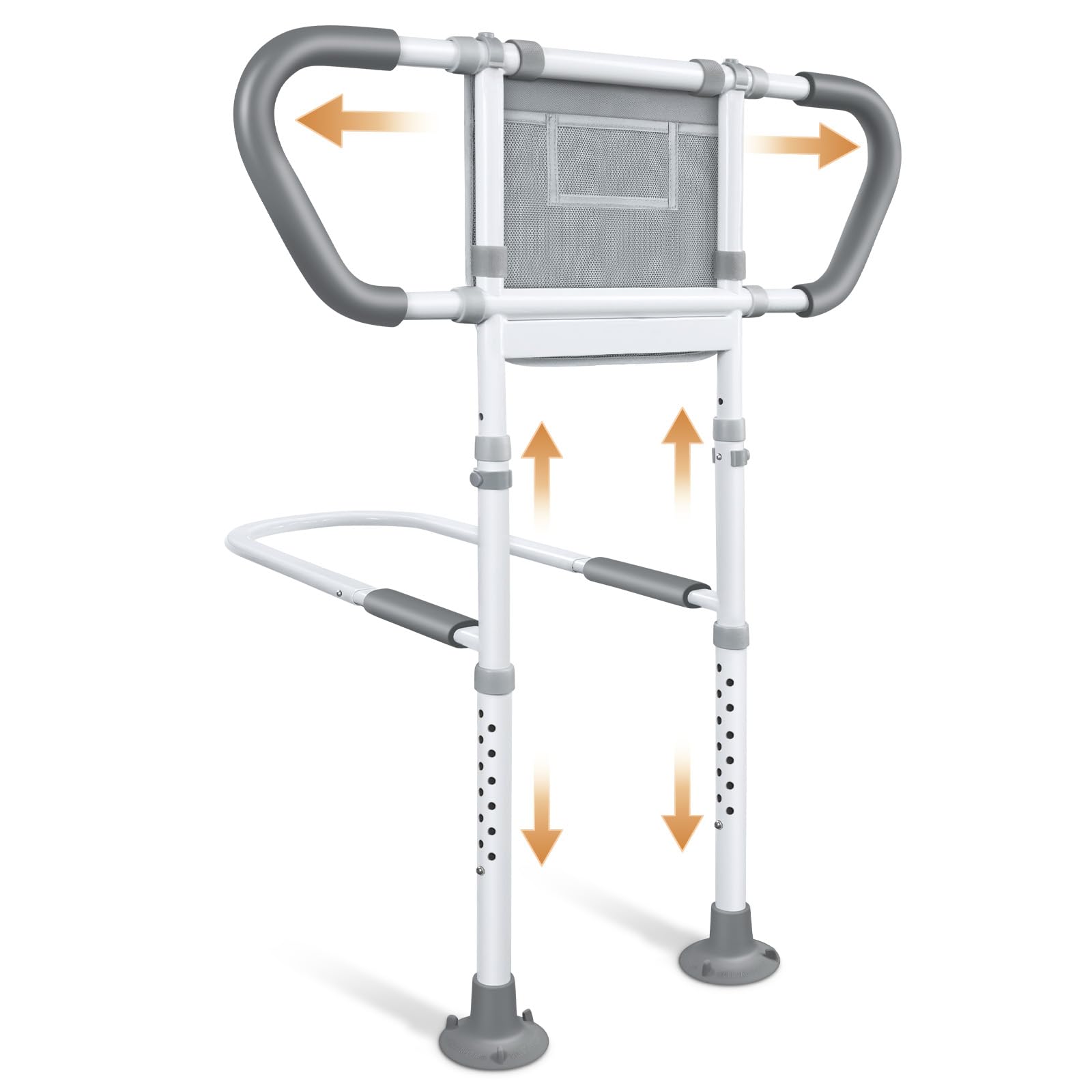 easymake Bedside Rail for Elderly Safety Adjustable Bed Aid with Storage Pocket, Non-Slip Handle,400 lbs Gravity Capacity (Stand-Compatible with Bed Frames 13.19" or Higher)