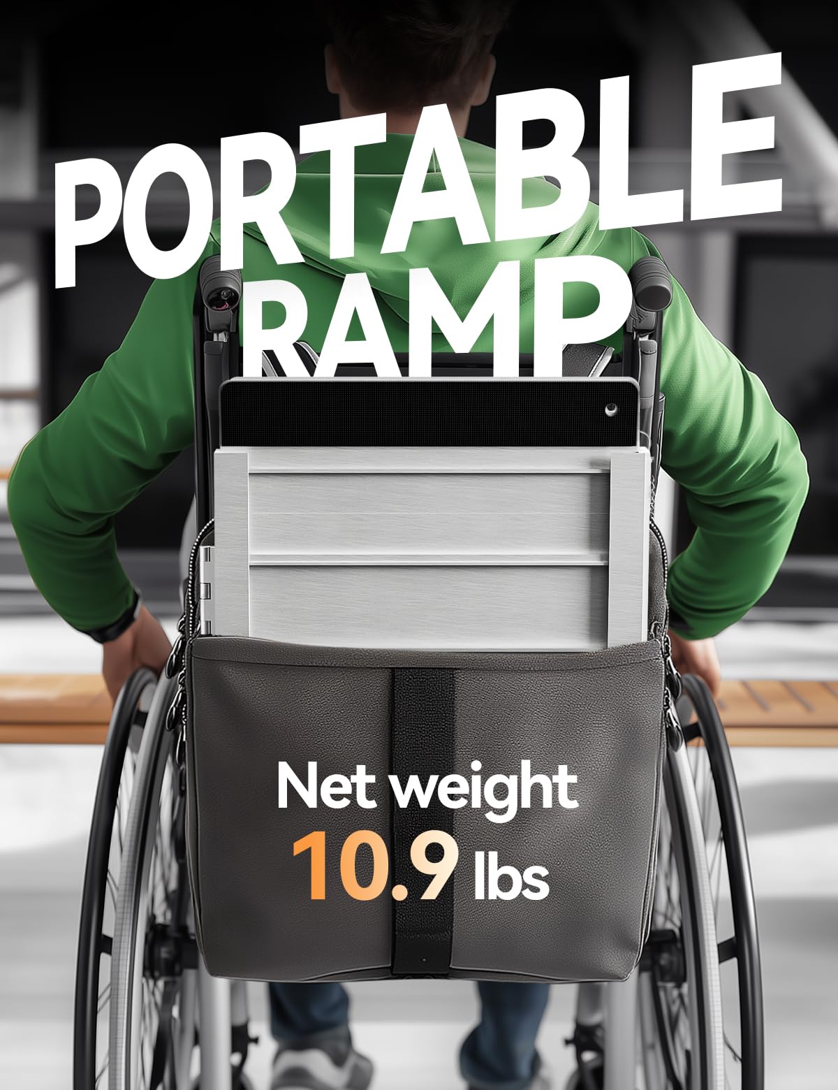 FACHNUO 2 Feet Portable Wheelchair Ramp, Non-Skid Aluminum Handicap Ramps with Handle, Folding Threshold Wheel Chair Ramp for Home Steps, Stairs, Entry, Threshold, Doorways, Scooter, 800LBS Capacity