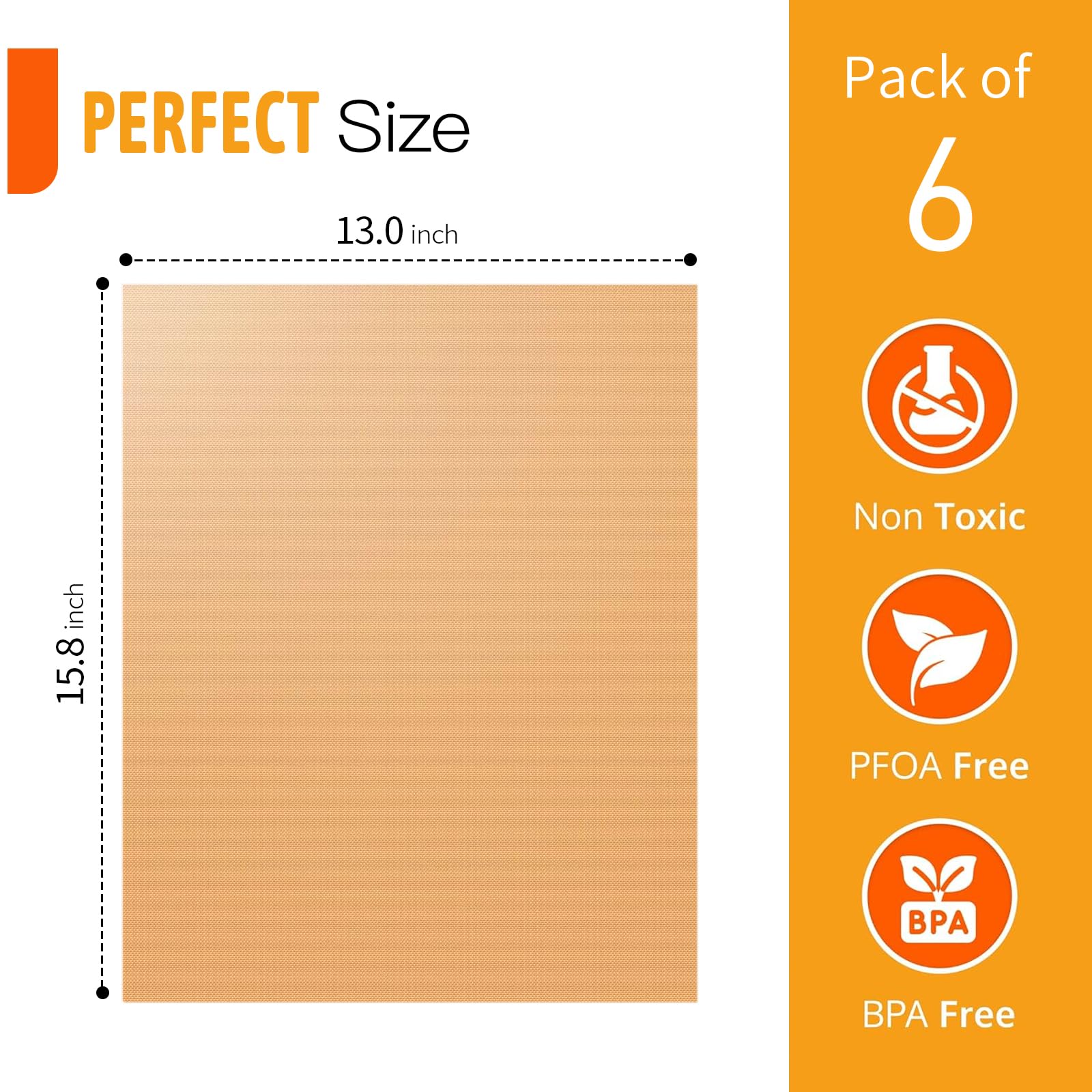 SKYBD Copper Grill Mats for Outdoor Grill（Set of 6), Nonstick & Easy to Clean BBQ Grilling Sheets, Reusable & Heavy Duty Mats Works on Outdoor Gas, Electric, Charcoal Grill