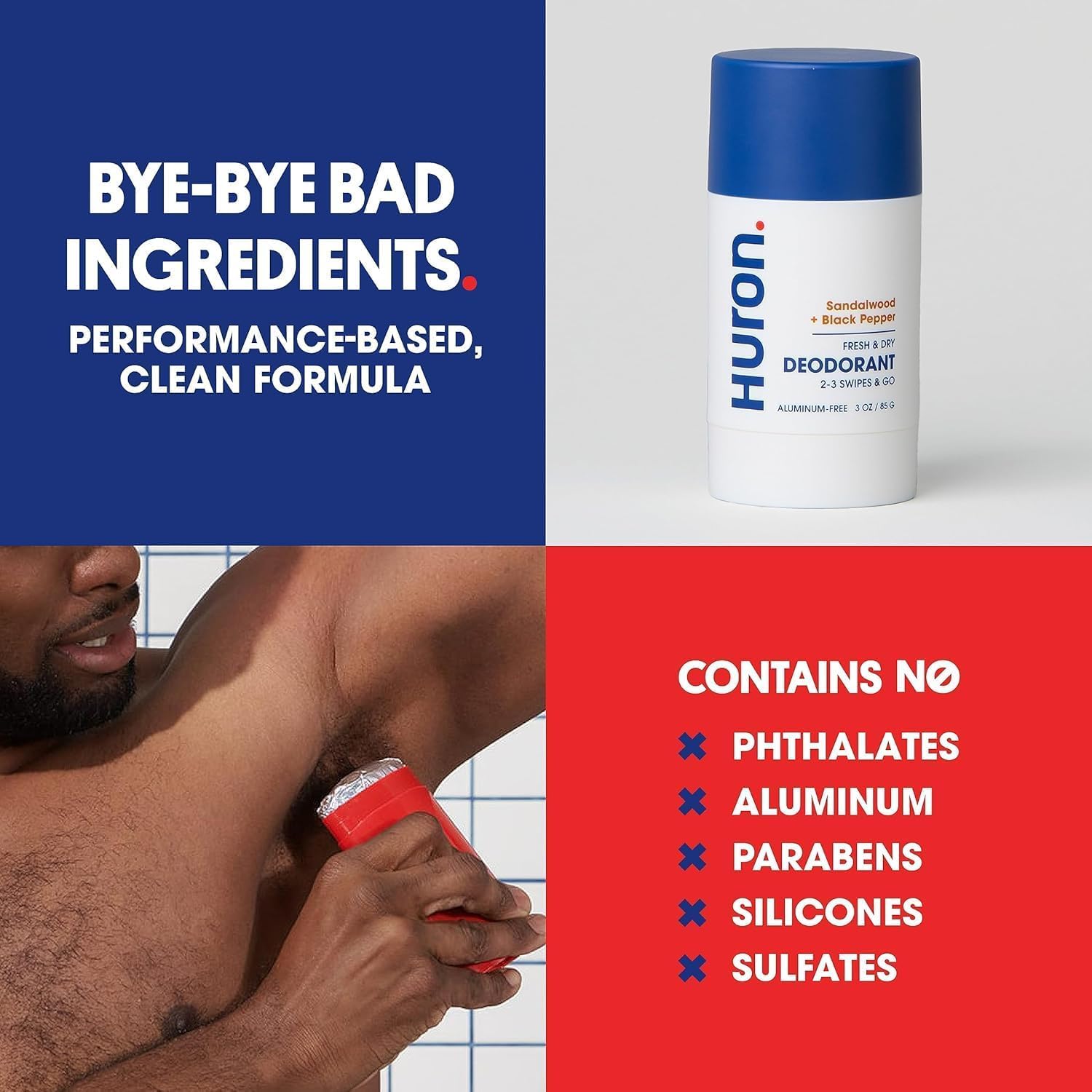 Huron 48 Hour Odor Protection Deodorant – Long-Lasting & Nourishing Aluminum Free Deodorant – Infused with Shea Butter, Jojoba & Coconut Oil – 3 Signature Scents – 3.2 oz (2 Pack)