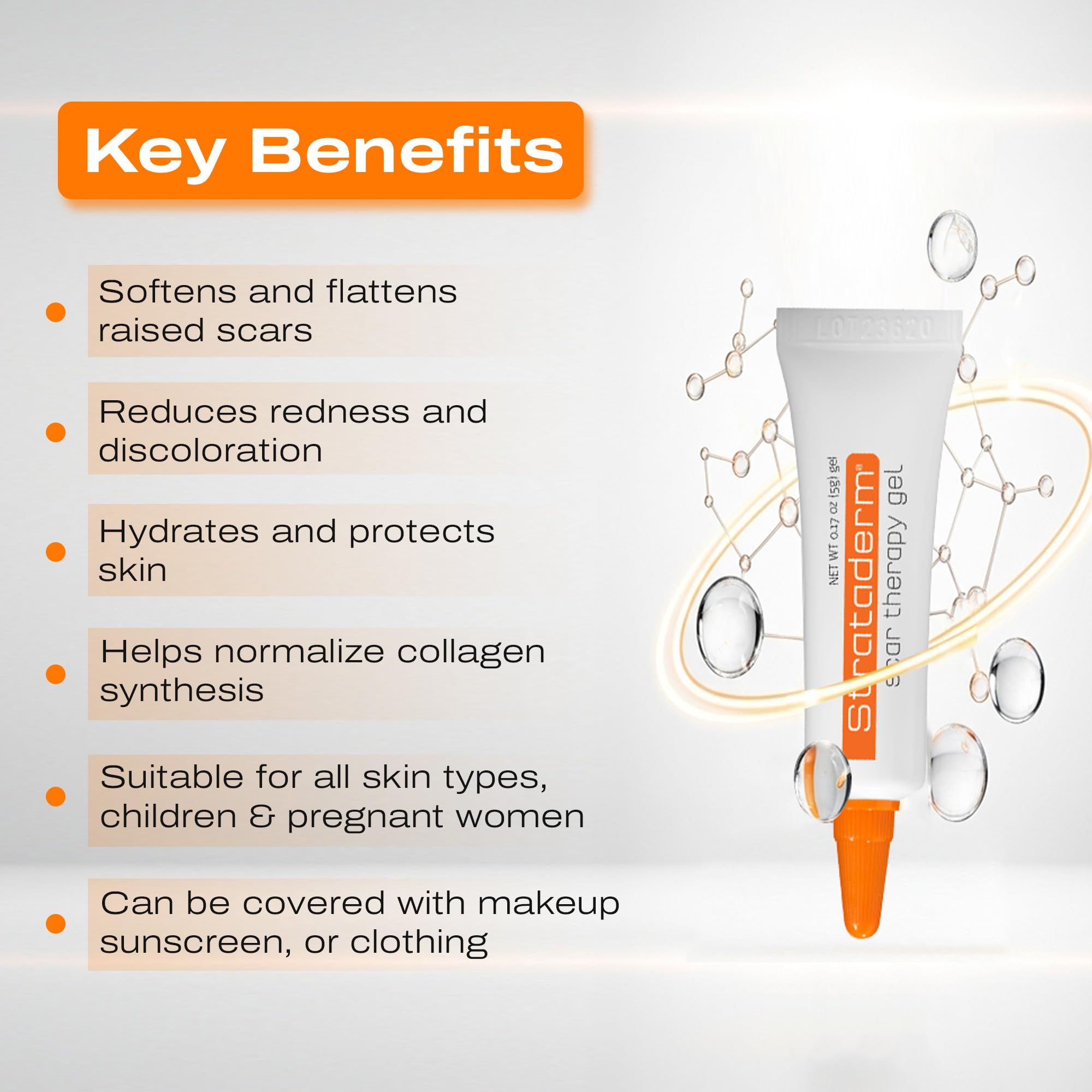 Strataderm Professional Scar Therapy Gel | Old and New Scars from General Surgery, Trauma, Wounds, Burns, Bites, Acne & Skin Disease | Reduces Redness, Discoloration, Discomfort & Itch | 5g (0.17oz)