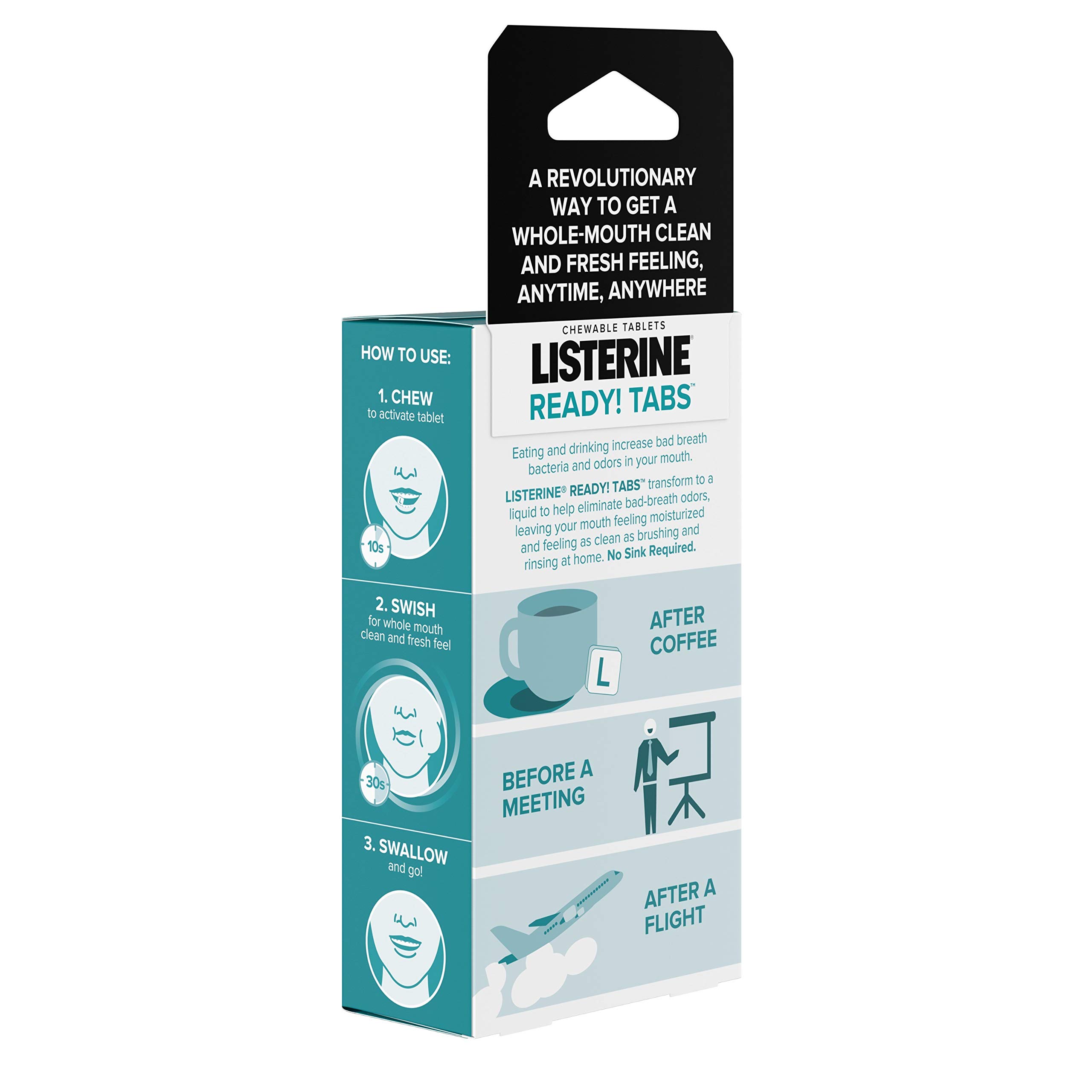 Listerine Ready! Tabs Chewable Tablets with Clean Mint Flavor, 24 Count