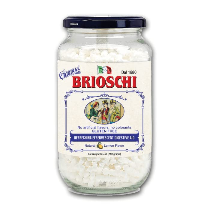 Brioschi Italian Lemon Flavored Refreshing Effervescent | Digestive Aid, Heartburn, Upset Stomach, Acid Indigestion | Gluten Free, No Colorants, No Artifictial Flavors | 48 Servings | 8.5 oz Glass