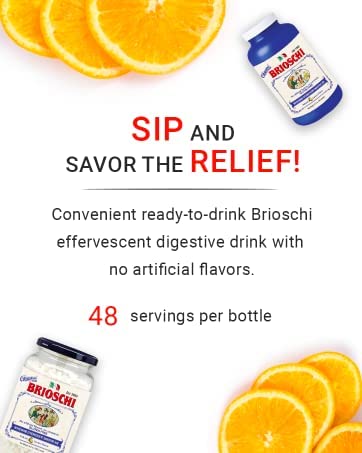 Brioschi Italian Lemon Flavored Refreshing Effervescent | Digestive Aid, Heartburn, Upset Stomach, Acid Indigestion | Gluten Free, No Colorants, No Artifictial Flavors | 48 Servings | 8.5 oz Glass