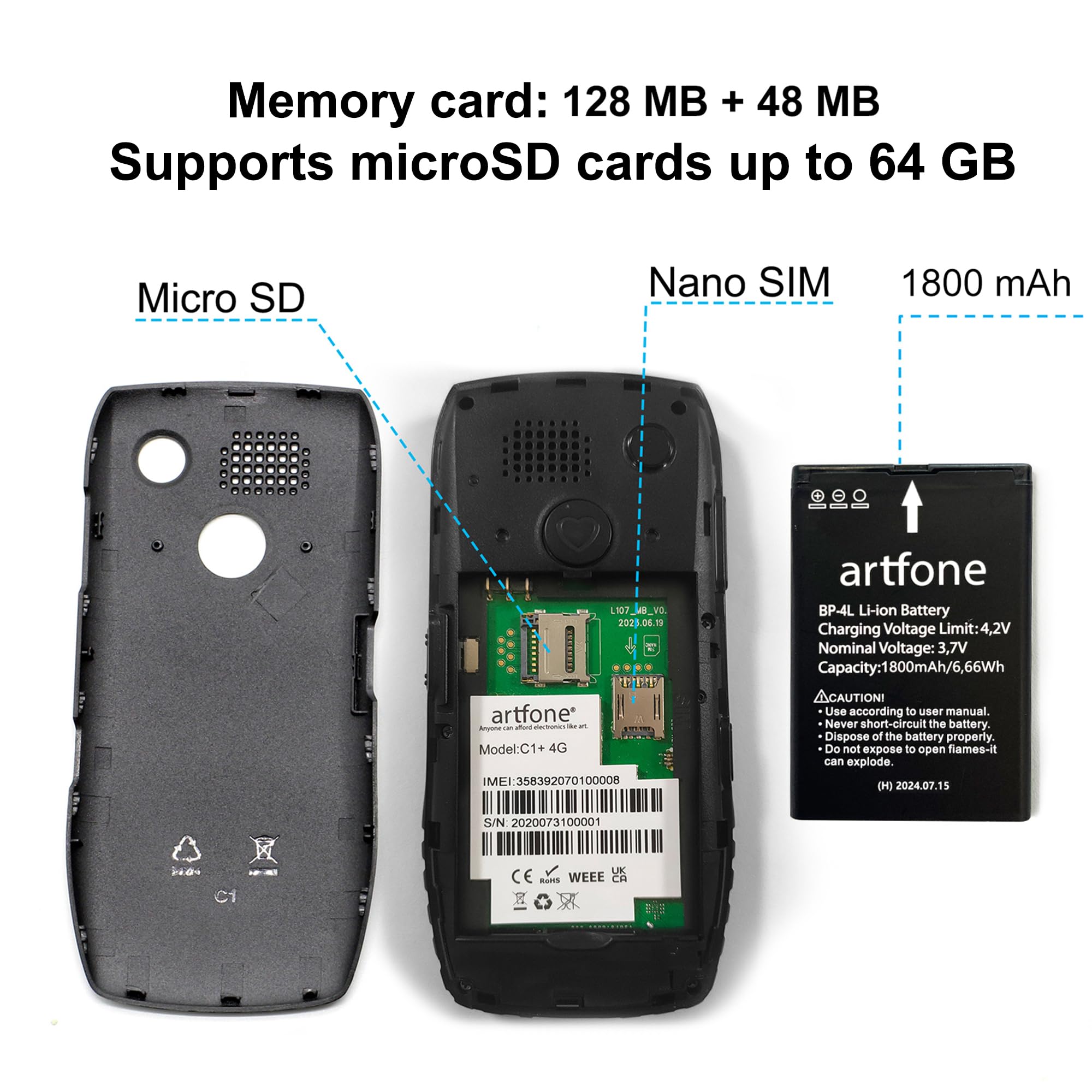 artfone C1+ 4G Unlocked Volte Big Button Cell Phone for Seniors, Basic Mobile Phone for The Elderly SOS Button,Loud and Clear Sound, Speaker, Speed Dial,Photo Contact,Charging Dock,1800mAh