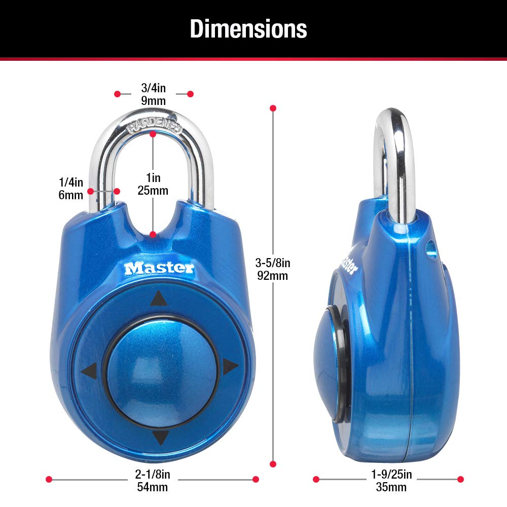 Master Lock 1500iD Set Your Own Directional Combination Padlock, Blue