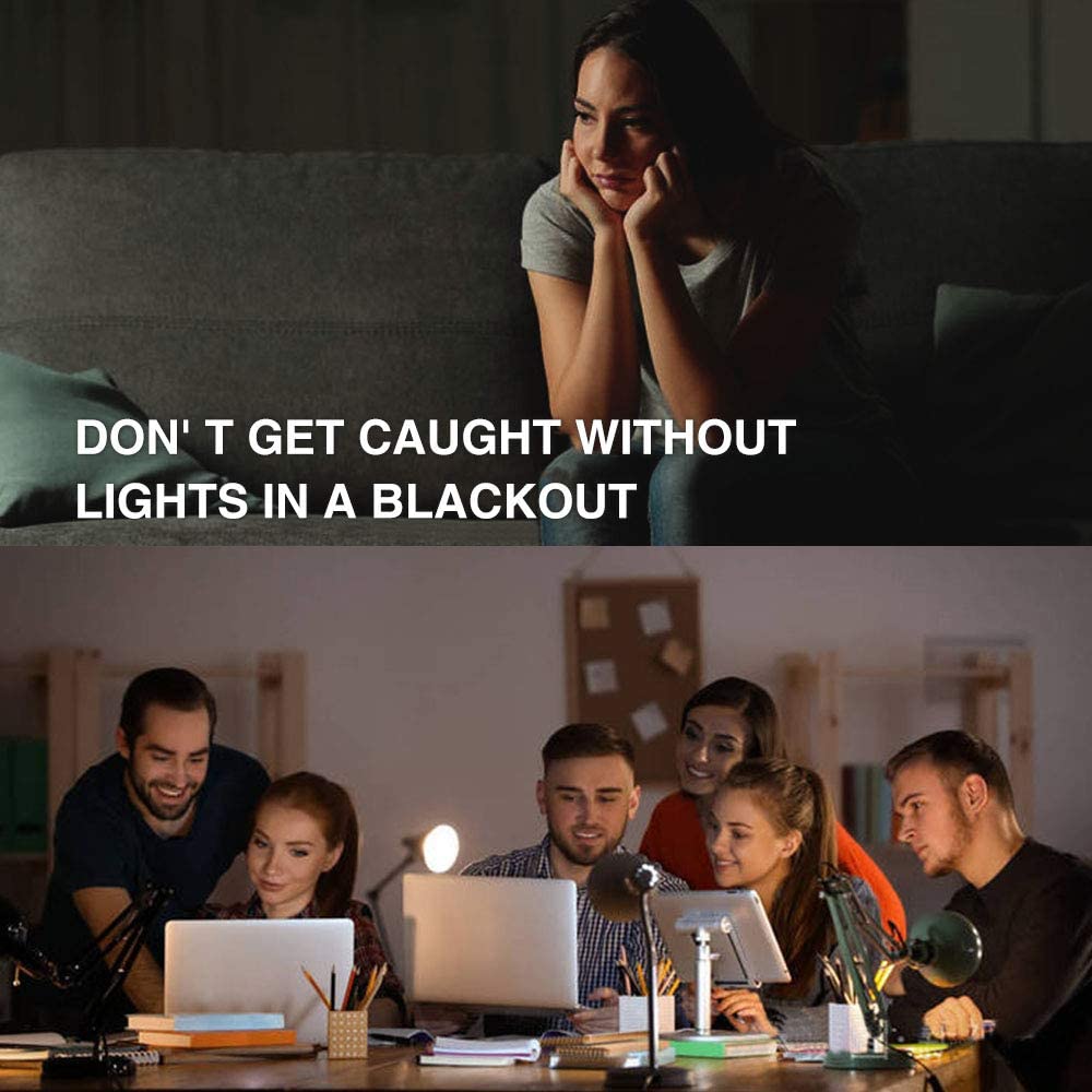 Neporal 4 Pack Emergency-Rechargeable-Light-Bulb, Stay Lights Up When Power Failure, 1200mAh 15W 80W Equivalent LED Light Bulbs for Home, Camping, Tent (E27, with Hook) (Daylight)