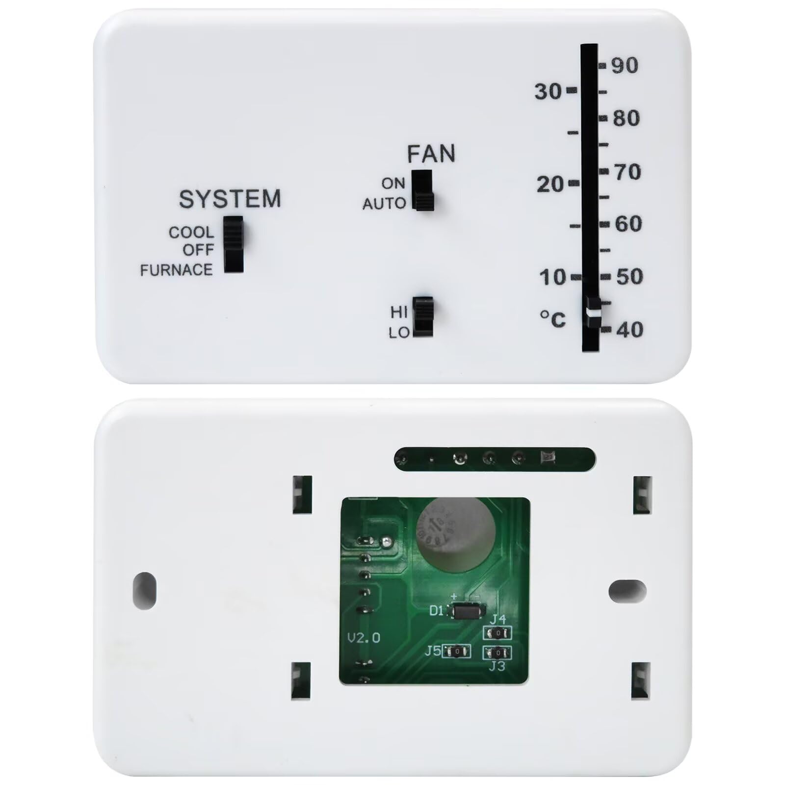Updated White RV Analog Thermostat for Dometic (Cool Only/Furnace) 3106995.032, 12V DC RV Thermostat for Campers