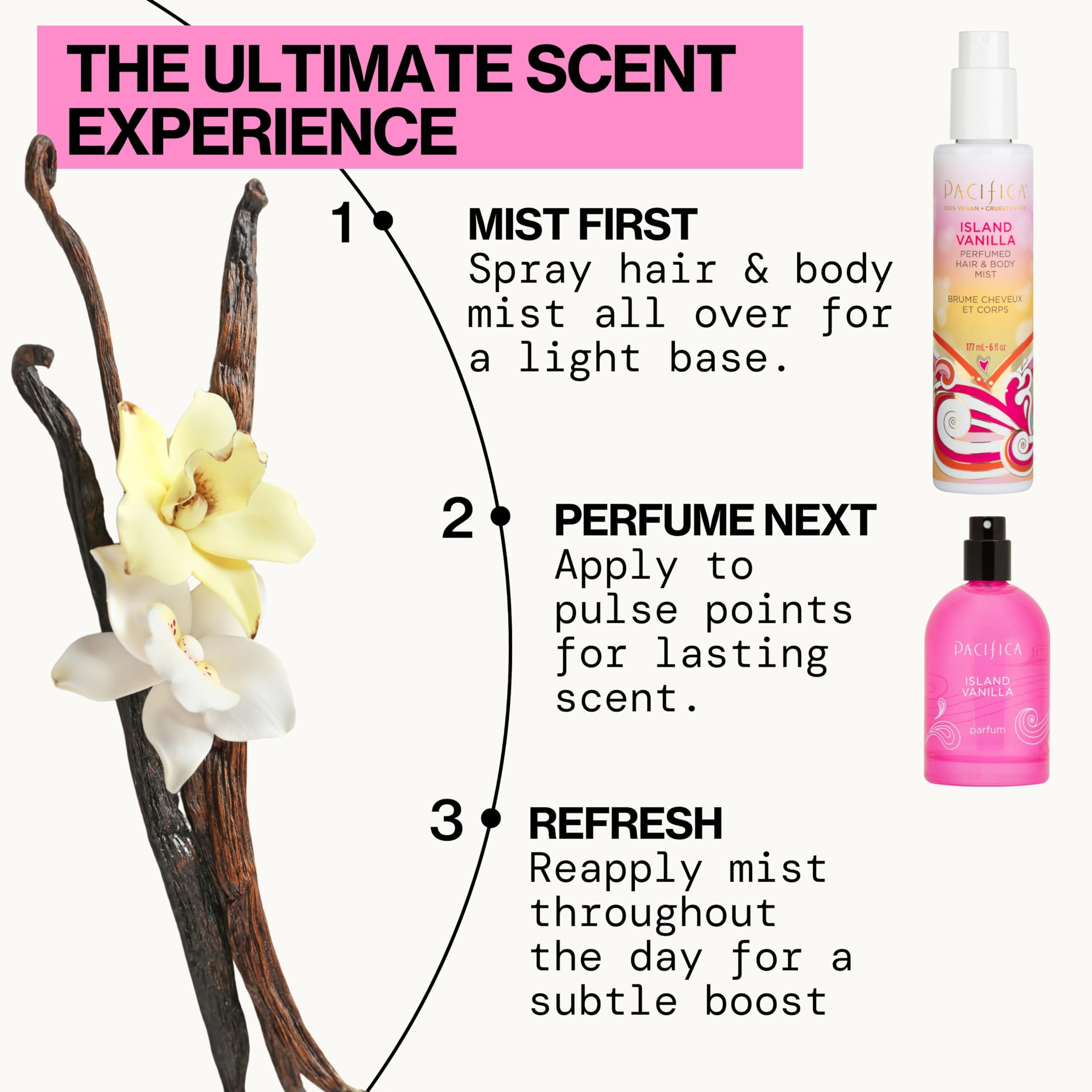 Pacifica Island Vanilla Hair Mist Perfume and Full Body Spray for Women - Fragrance Spray for A Mood-Lifting Experience, Paraben-Free, Clean Beauty No Alcohol, Vegan & Cruelty-Free, 6 oz oz