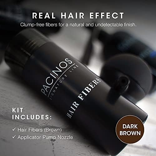 Pacinos Hair Fiber Kit - Conceal Thinning Hair Instantly with Fiber Hold Spray - Dark Brown