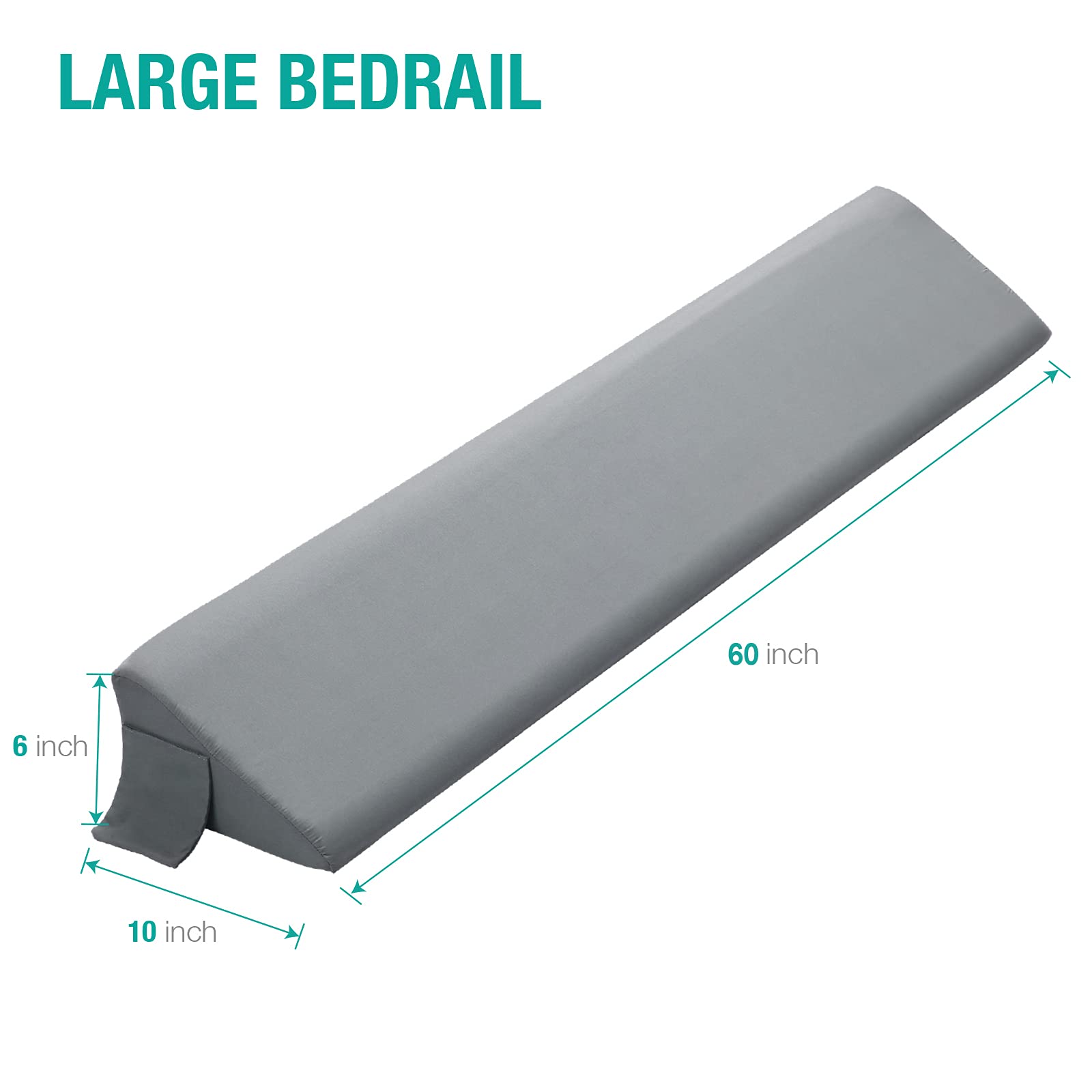 Vekkia Queen Bed Wedge Pillow for Headboard Gap/Bed Gap Filler to Cover 0-6" Gap Between Headboard and Mattress, 60"x10"x6"-Gray