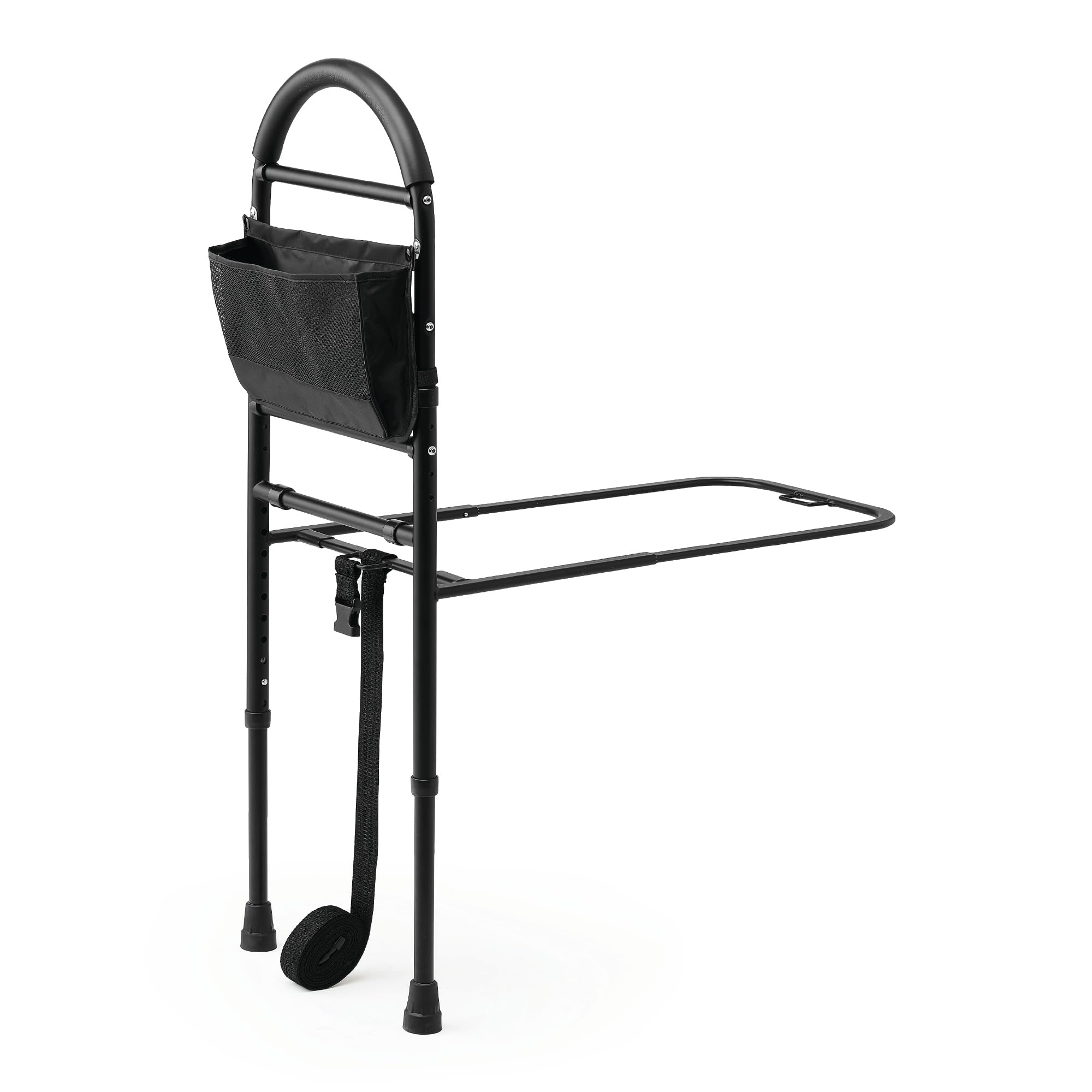 Medline Bed Assist Bar with Storage Pocket, Height Adjustable Bed Rail for Elderly Adults, Assistance for Getting In and Out of Bed at Home