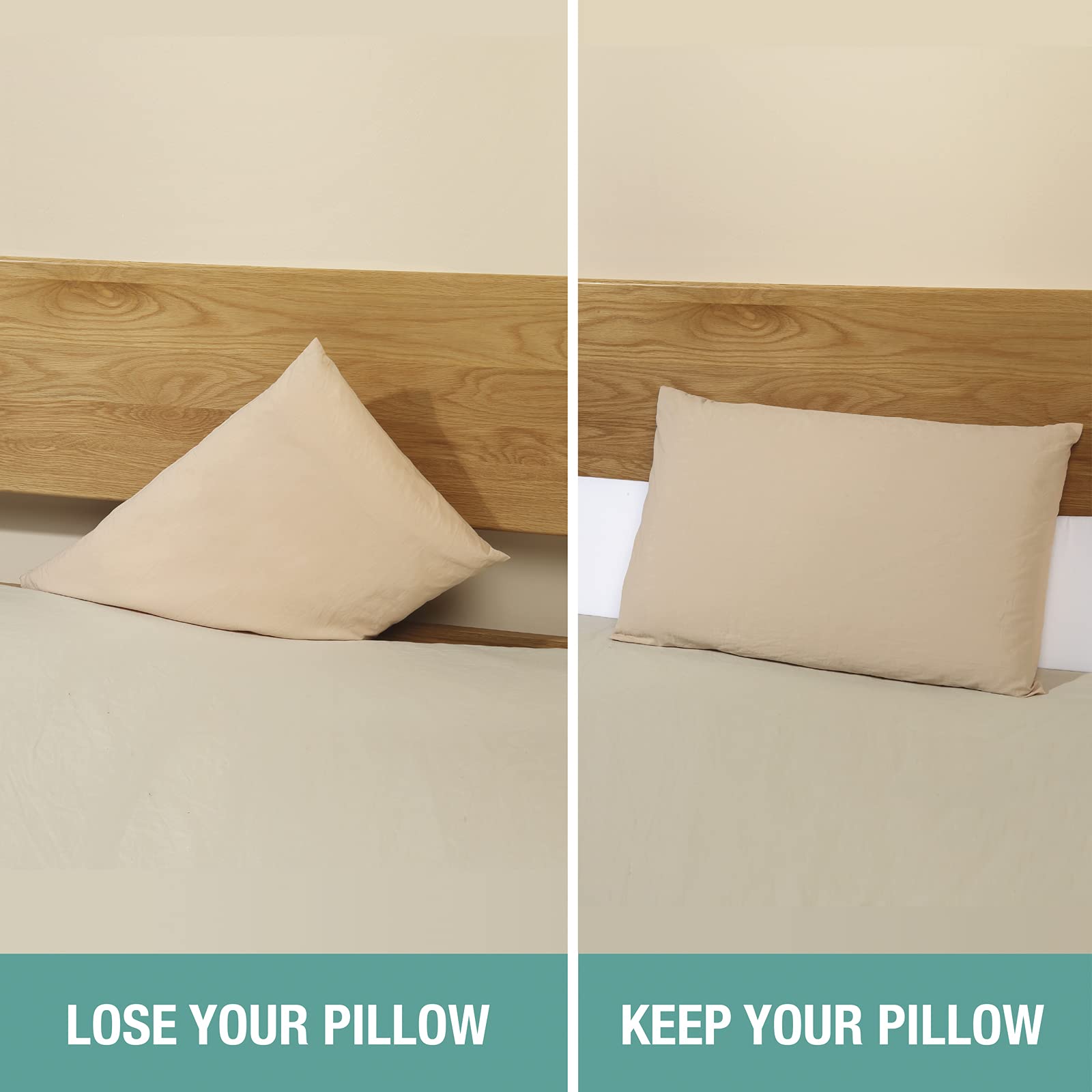 Vekkia King Bed Wedge Pillow for Headboard – High-Density Foam Fills Gaps (0-5.5") Between Mattress and Headboard, Wedge Pillow with Pockets for Phone & Remotes, Washable Cover (White)