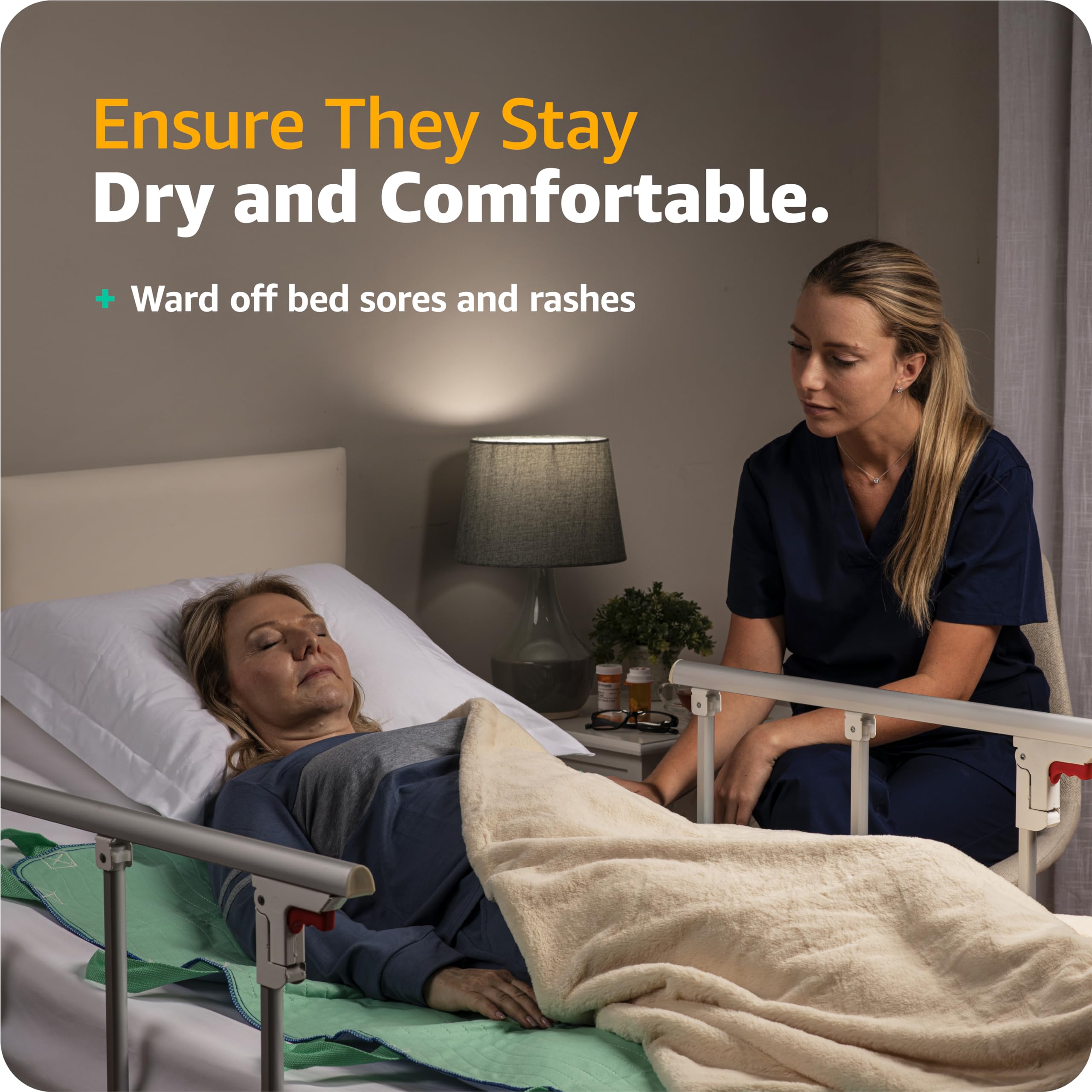 Improvia Positioning Bed Pad, with 8 Reinforced Handles, Quick-Drying, Washable, Waterproof, for Lifting, Turning, Transfering, Elderly and Incontinence Patients (Green, Pack of 2)