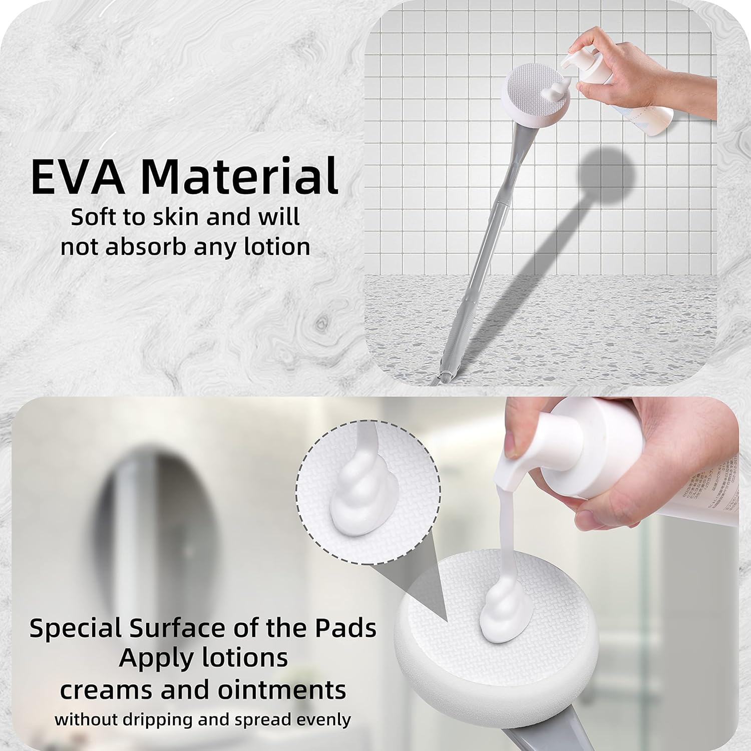 Lotion Applicator for Back, 20.5” Back Lotion Applicator, Back Lotion Applicators for Your Back, Easy Reach and Washable, Back Self Tanner Applicator