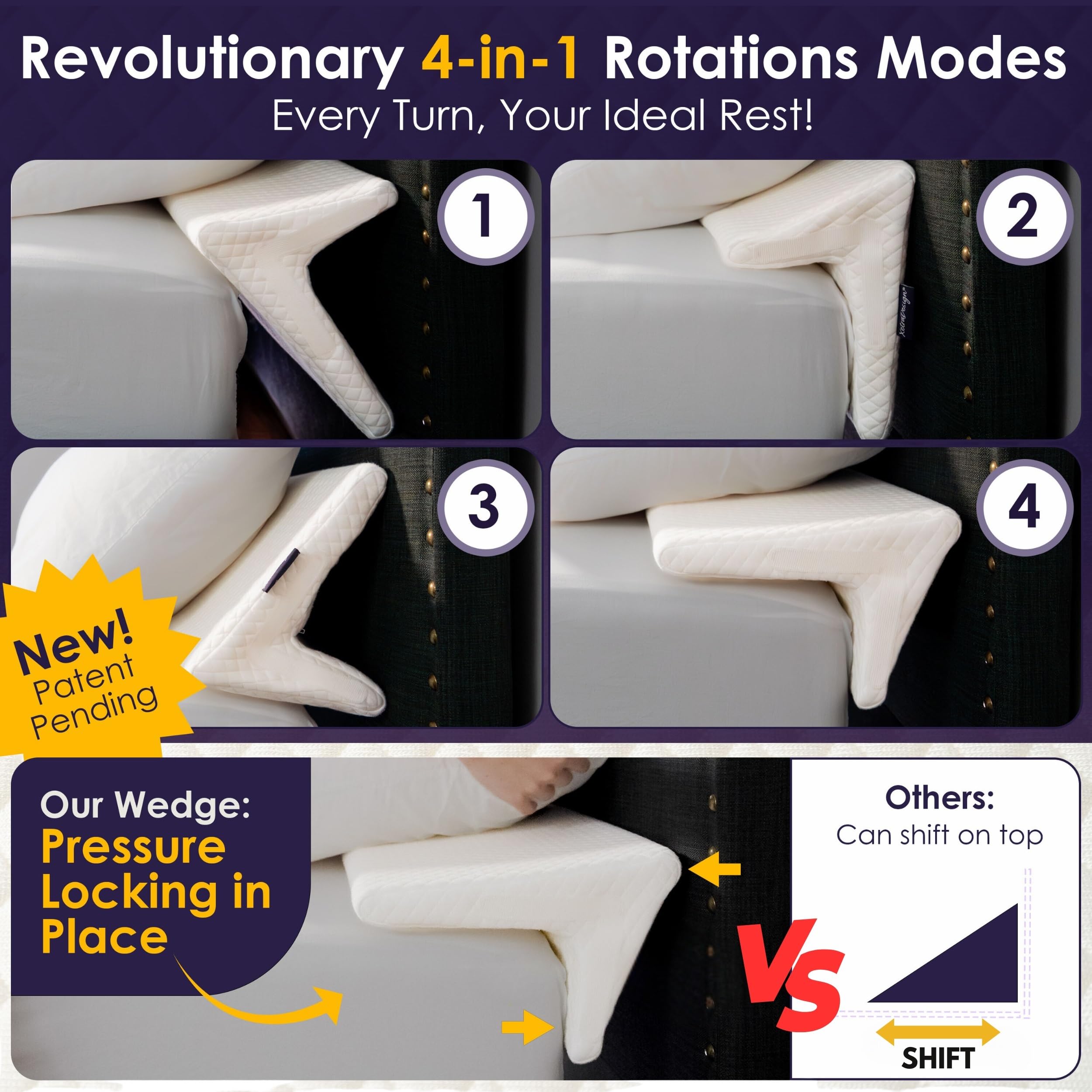 XetraDesign Bed Wedge Pillow for Headboard Gap Up to 7", Triangle Gap Filler for Bed, Mattress Wedge Gap Filler, Headboard Space Filler, Corner Pillow, White King 76"